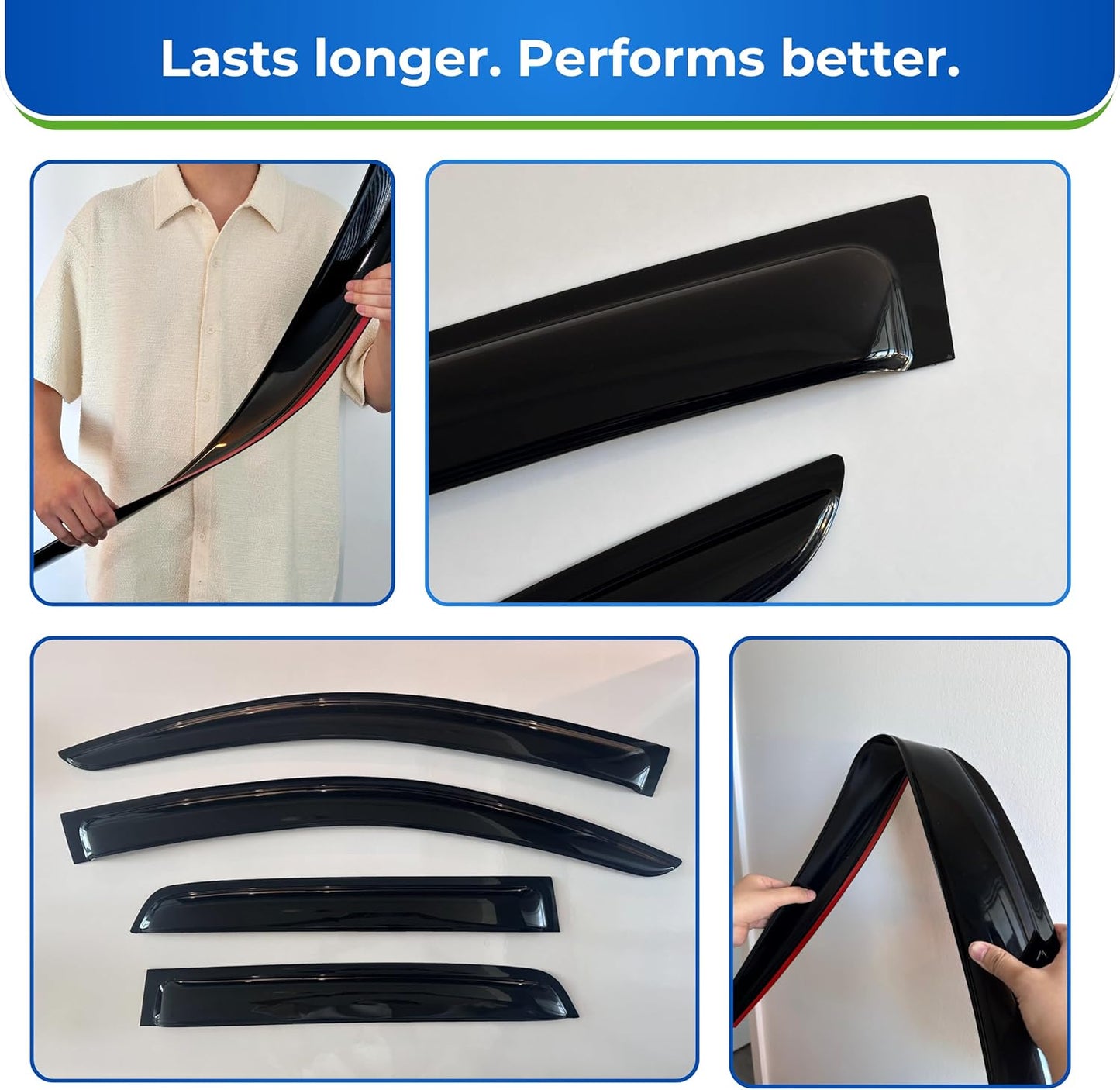 KPY Window Visor Compatible with Nissan Xterra 2000-2004, 4PC Rain Guard Side Window Vent Deflectors Tape-On Style, 2000 2001 2002 2003 2004