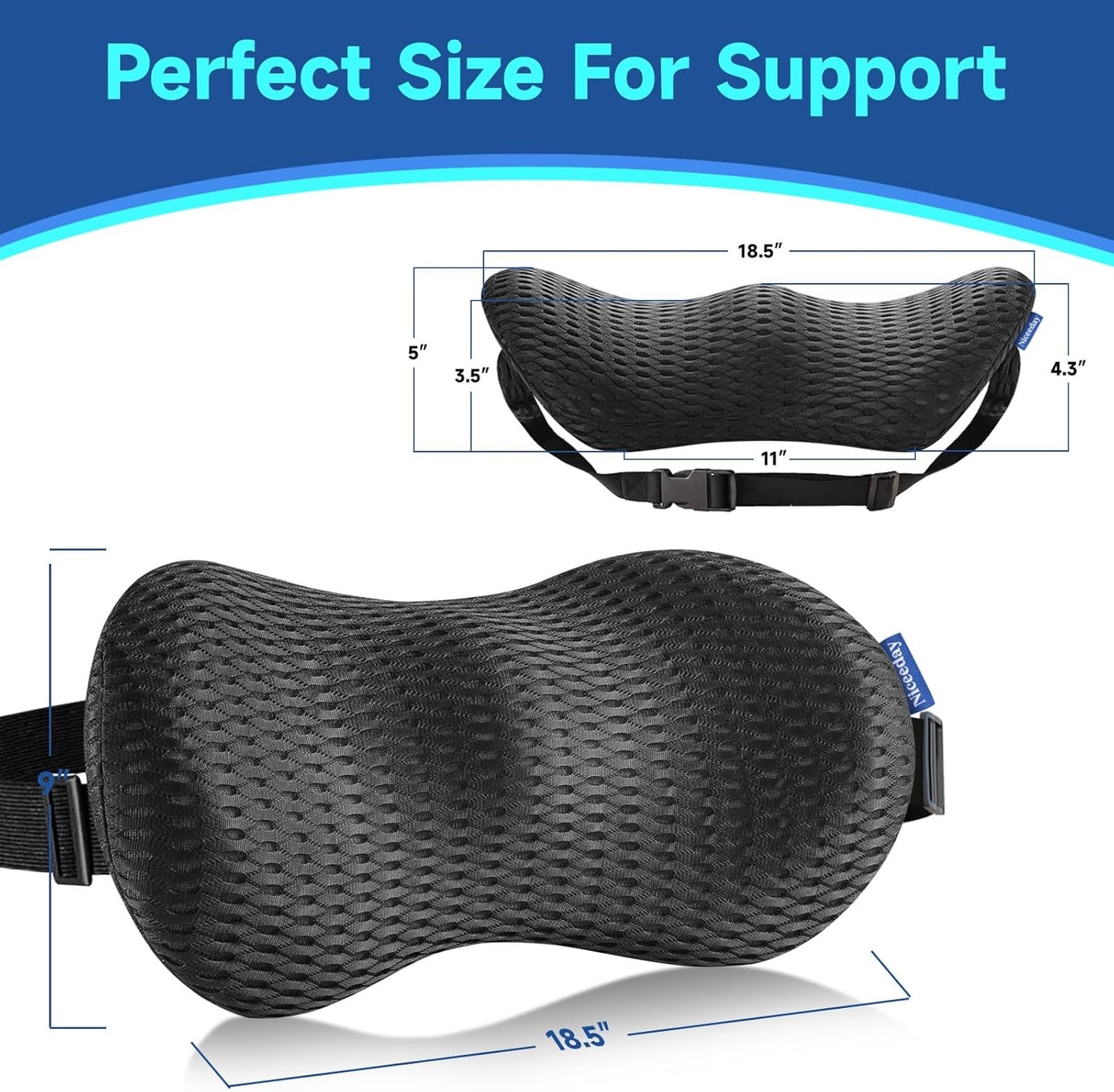 Lumbar Support Pillow for Office Chair Car Back Support Pillow, Memory Foam Gaming Chair Desk Chair Back Cushion for Lower Back Pain Relief, Ergonomic Back Rest
