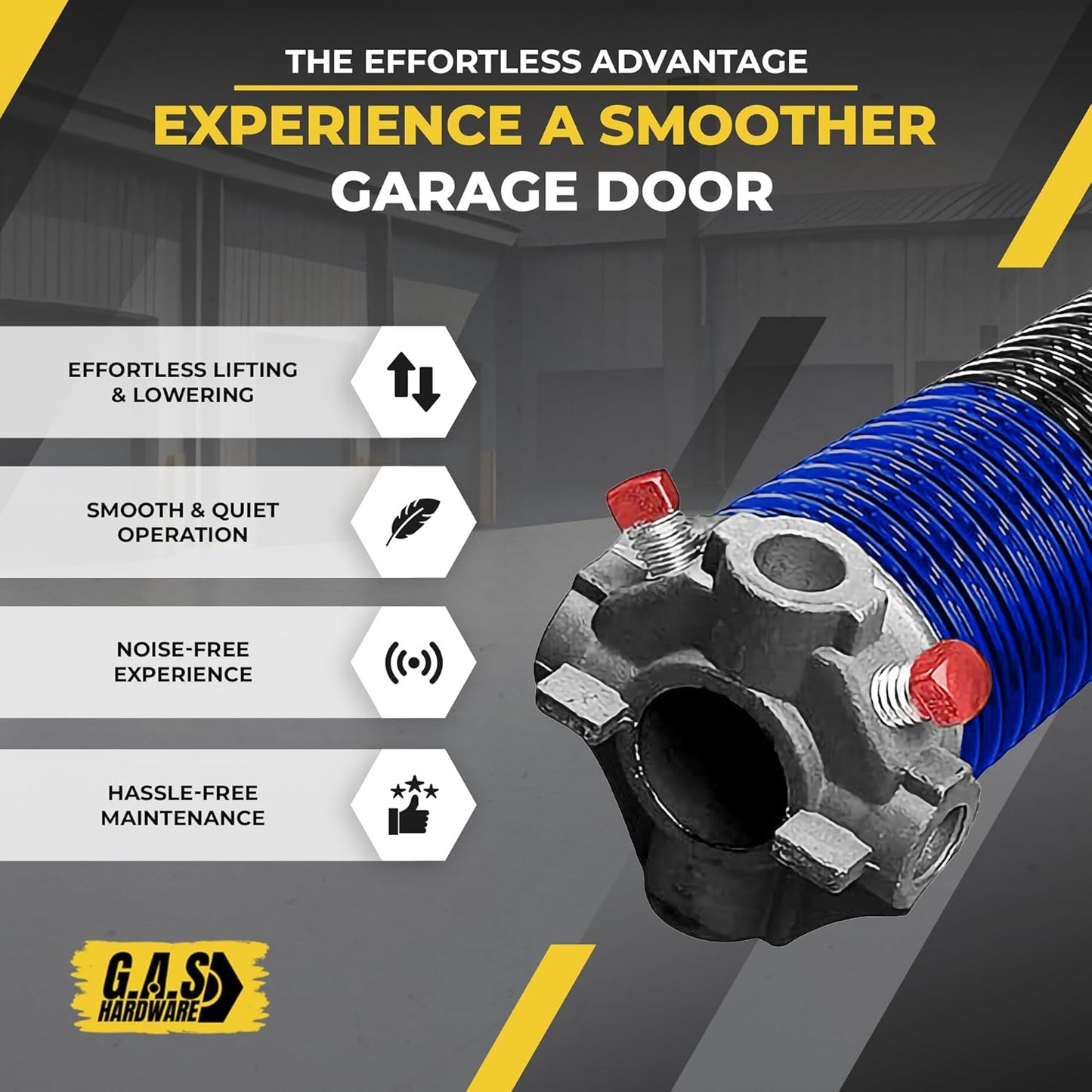 Garage Door Torsion Spring 262x1.75x40 Includes 1” Steel Bearing, Non-Slip Gloves, and Winding Bars for Left and Right Side of Garage Door Precision E-Coating 5-Year Warranty Min. 30,000 Cycles (Pair)
