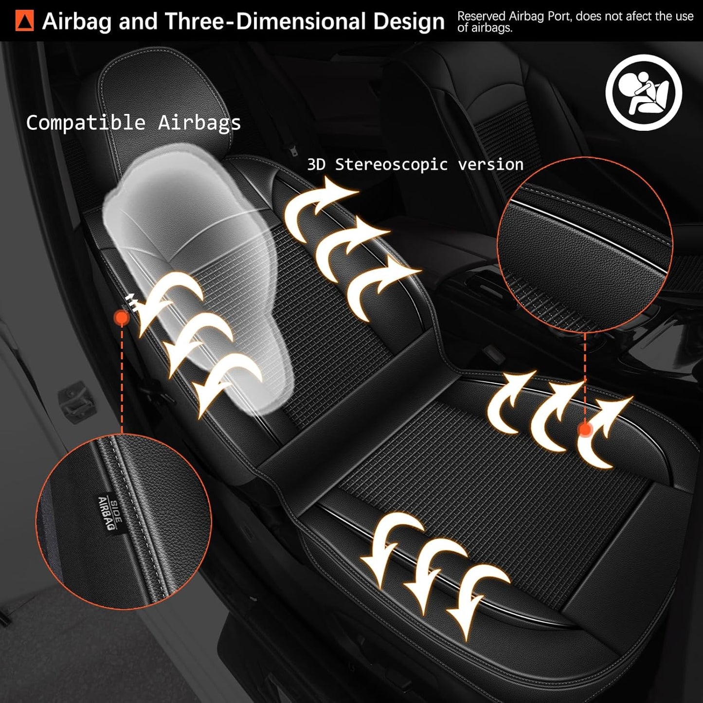 Seat Covers for Toyota Camry 2012-2023 2024 Full Set 5 Seats - Leather Ice Silk Car Seat Covers Protector Breathable (Black)