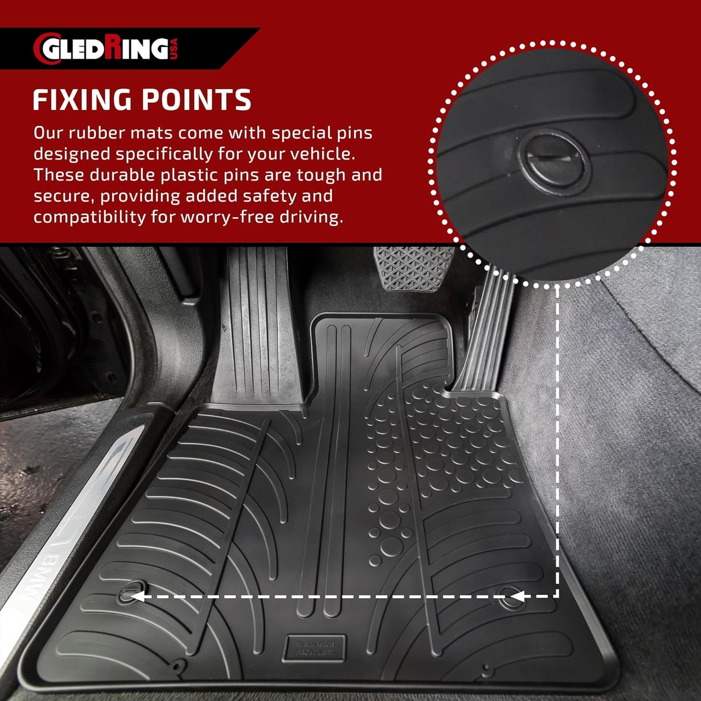 GledringUSA Custom Fit All-Weather Rubber Floor Mats Intended for Mercedes Benz A-Class (W177) 2019-2022 & B-Class (W247) -2019-2024, No Trimming Required, Tailored Custom Fit
