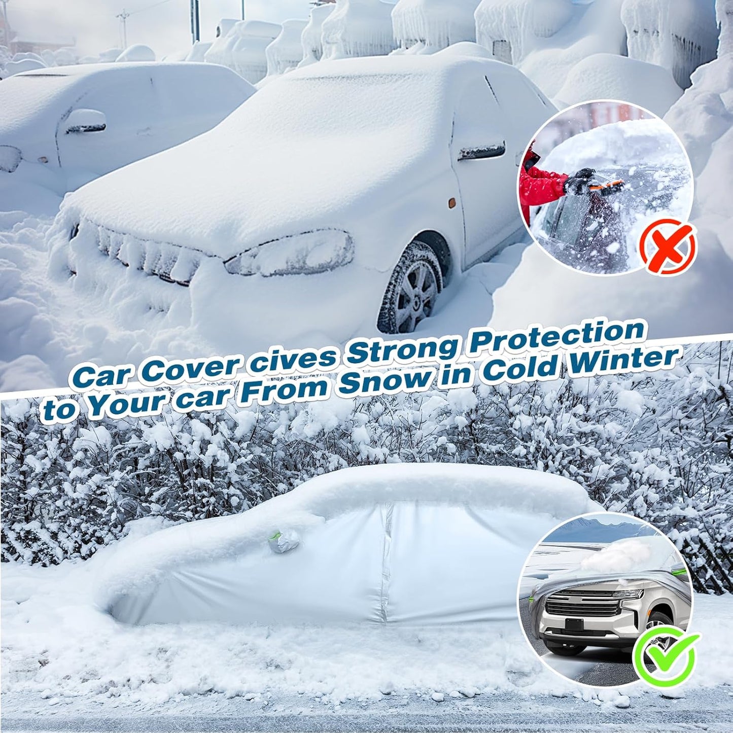 TUCAREST 6-Layers Full Car Cover Waterproof All Weather Truck Covers, Weatherproof UV Sun Protection Snow Dust Storm Resistant Car Covers (Fit for Truck 198"-220")