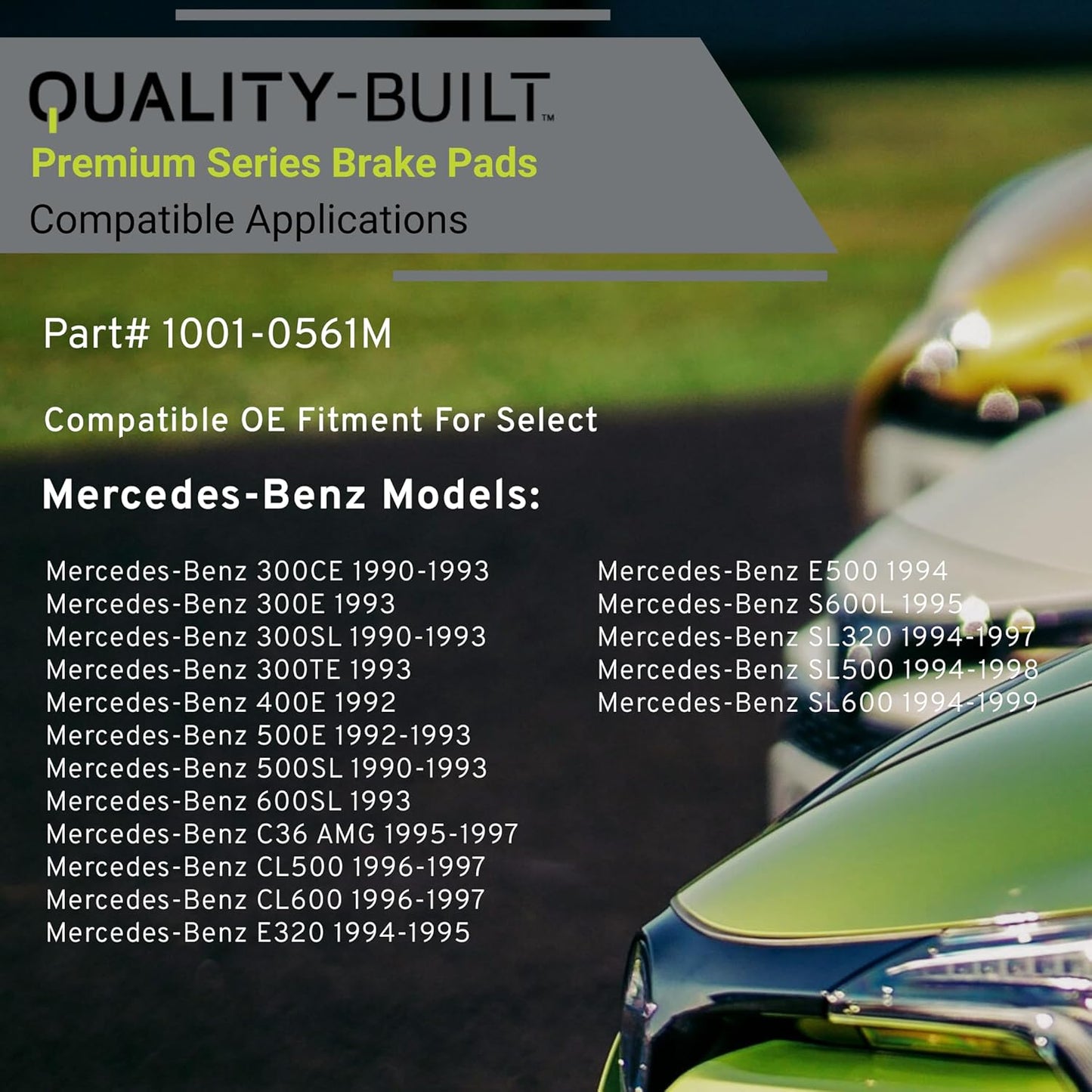 Premium Semi-Metallic Front Brake Pads (1001-0561M) Compatible with 1990-1999 Mercedes-Benz (300CE/300E/300SL/300TE/400E/500E/500SL/600SL/C36 AMG/CL500/CL600/E320/E500/S600L & More)