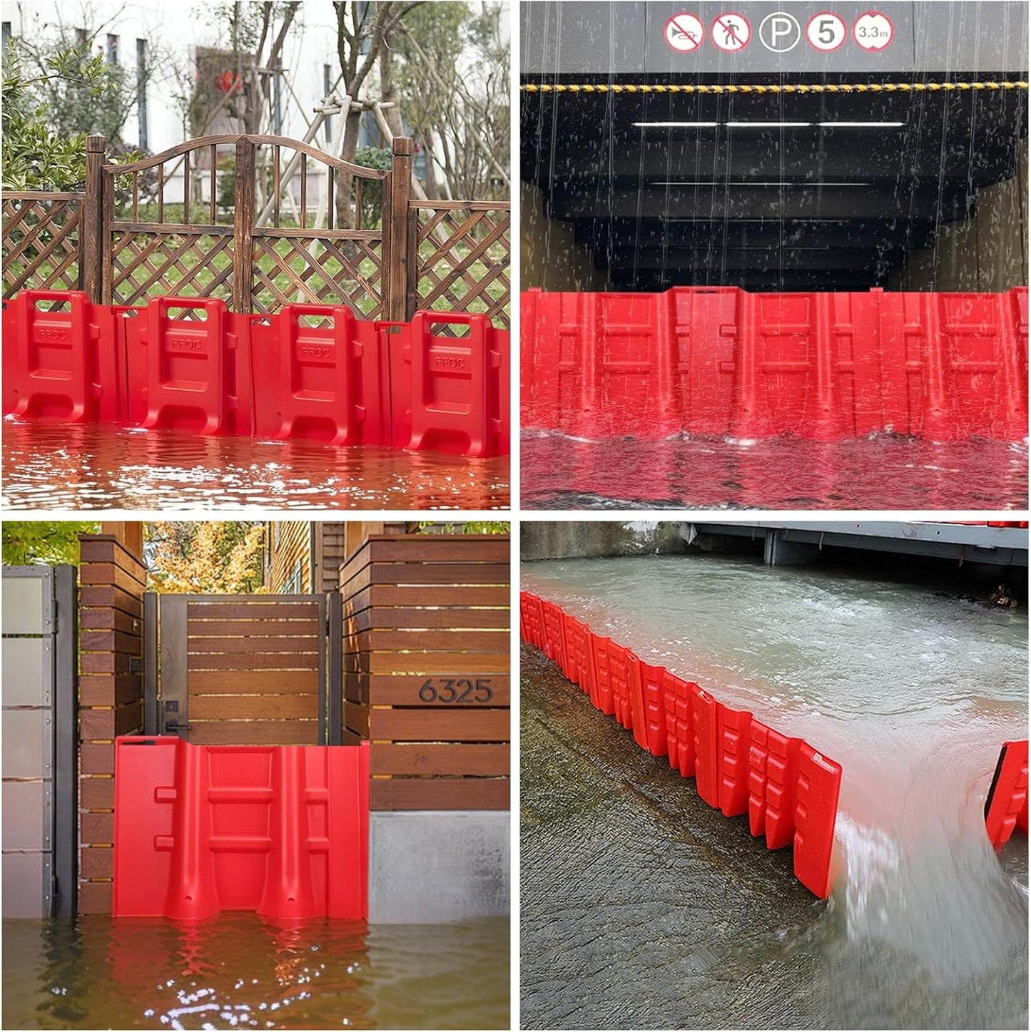 Flood Prevention Barrier, ABS L-Type Baffle Water Barrier Reusable, Door Flood Barriers for Home, Removable Combined for Garage Doors, Warehouses, Basements and School (13pcs)