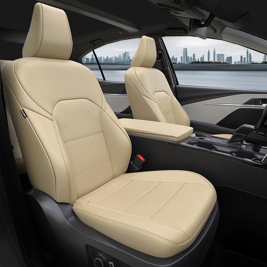 for Toyota Camry Seat Covers LE SE 2025 - Custom Fit Car Seat Covers Full Set, Leather Seat Covers for Cars, Waterproof Car Seat Cover, Beige