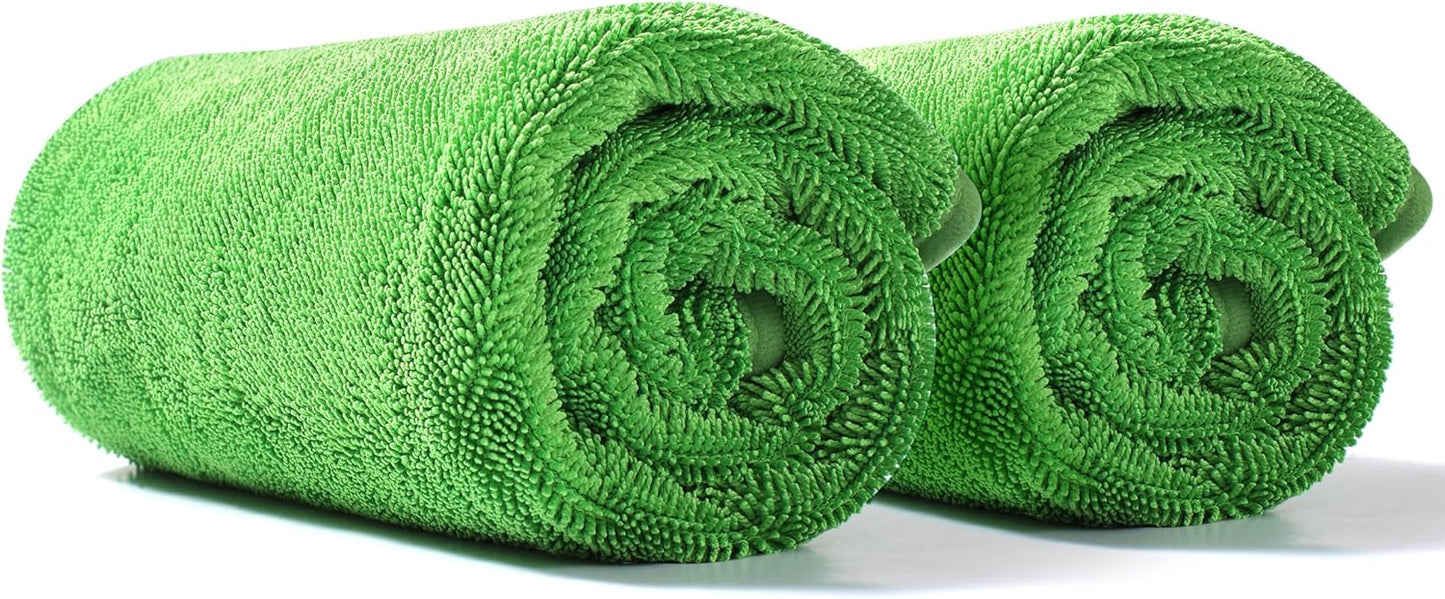 JOYMOOP Microfiber Towels for Cars, 2 Pack 35.4" x 23.6" Car Drying Towel, Green Reusable Car Towel, Quick Drying Car Microfiber Cleaning Cloth for RVs, SUVs, Trucks