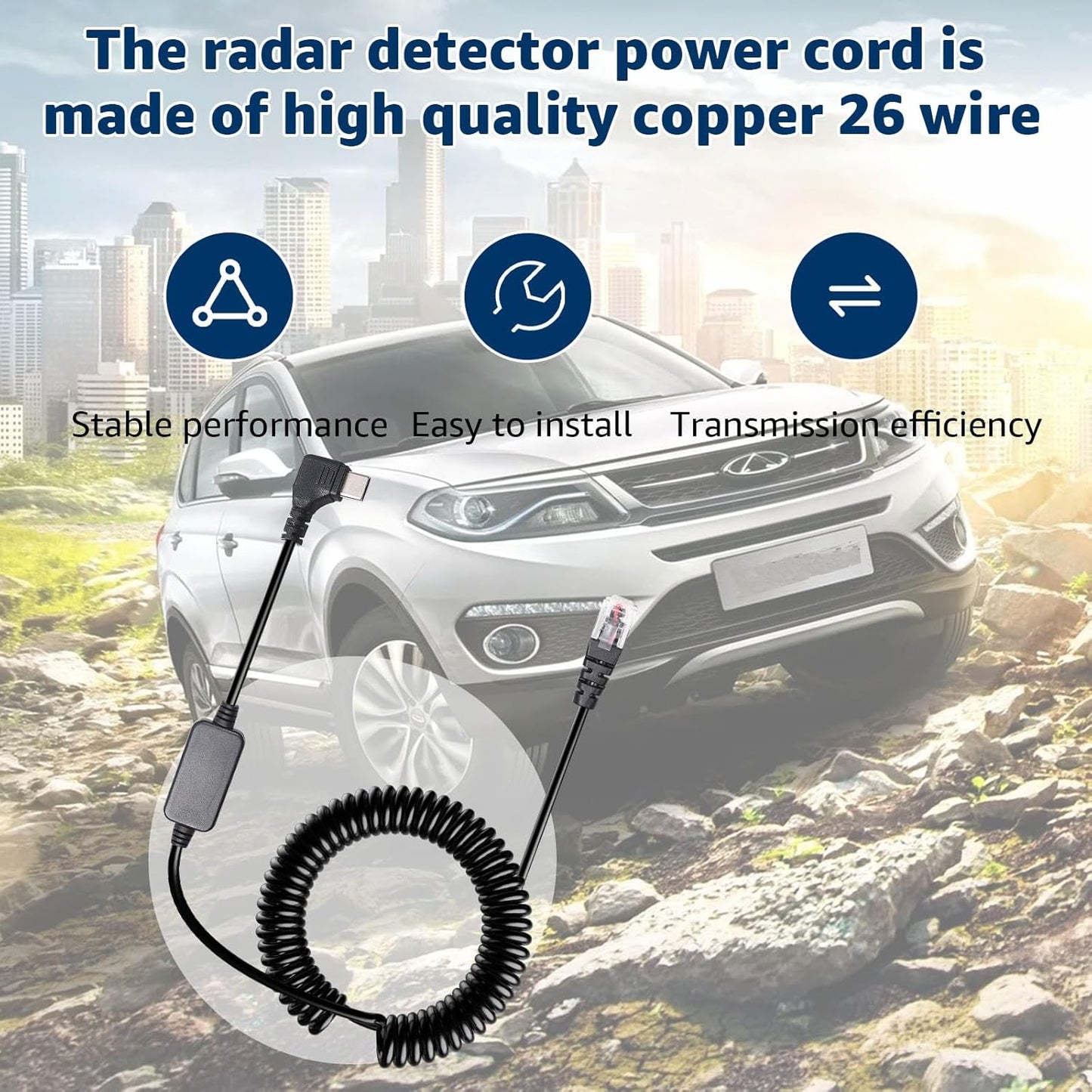 Radar Detector Cable with USB-C to RJ11 Plug Cord, 9.84Ft USB-C 5V-12V RJ11 Power Cord, for Uniden R1 R3 R7, Beltronics, Escort Passport 9500i, MAX360, Cobra, Radenso XP etc.