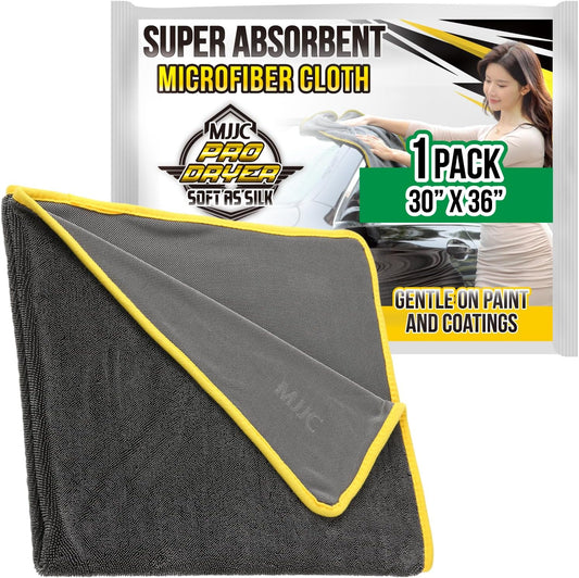 MJJC Pro Dryer Plush Silk Microfiber Drying Towel (30” x 36” (1-Pack)) Cars,Trucks, SUVs, RVs, Home