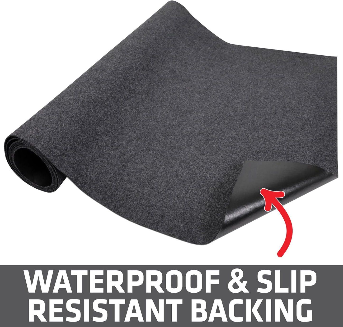 Drymate Garage Floor Runner Mat, (18' x 2'6"), Protects Surfaces, Absorbent, Waterproof, Slip-Resistant, Quick Dry Carpet Fabric, Trimmable & Washable (USA Made) (Charcoal)