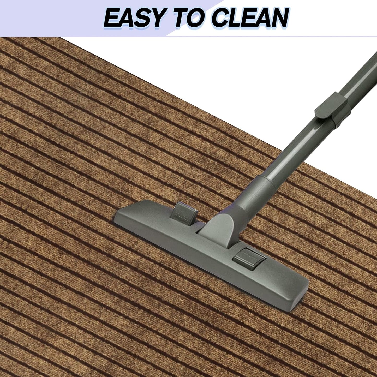 Custom Size Backed Non-Slip Area Rugs Runner, Easy Clean, Waterproof Runner Rugs for Hallway Entryway, Kitchen, Laundry, 2FT x 41FT, Brown Stripe