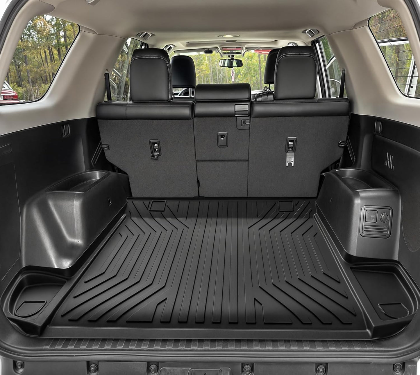 OEDRO Floor Mats&Cargo Liner Fit for Toyota 4Runner 2013-2024(Only 5 Seater, Not Fit 7 Seats) Custom Fit TPE All Weather Floor Liner, 1st & 2nd Row Full Set Car Liners, Black