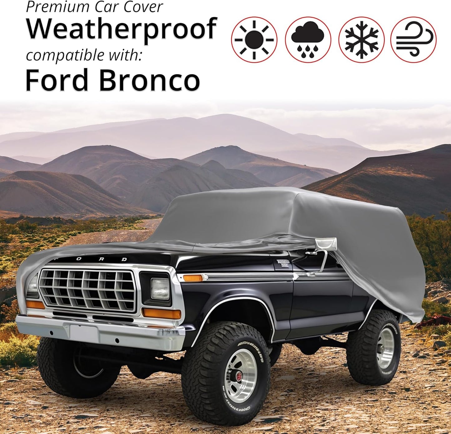 CarCovers Weatherproof SUV Cover & Warranty Compatible with Ford 1987-1991 Bronco 4th Gen- Outdoor Cover Theft Cable Lock SUV Accessories Better Than Waterproof