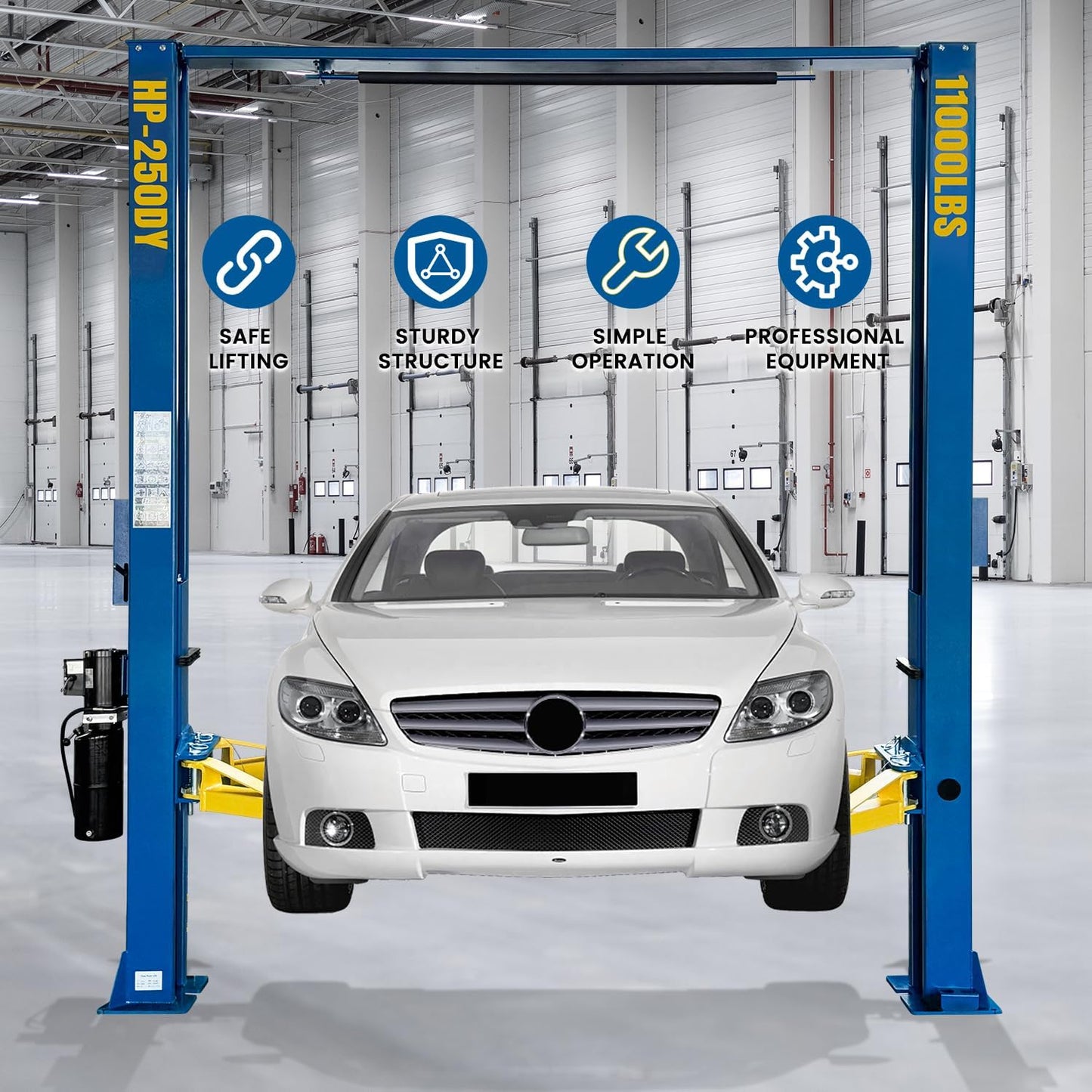 110V Two Post Car Lift 11,000 LBS Single-Sided Unlocking Overhead Heavy Duty 2 Posts Auto Hoist Truck Lift for Garage 3 Year Warranty