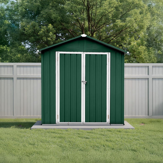 6' x 4' Outdoor Storage Shed, Sturdy Metal Building w/Lockable Doors for Garden, Backyard, Poolside and Lawn, Green