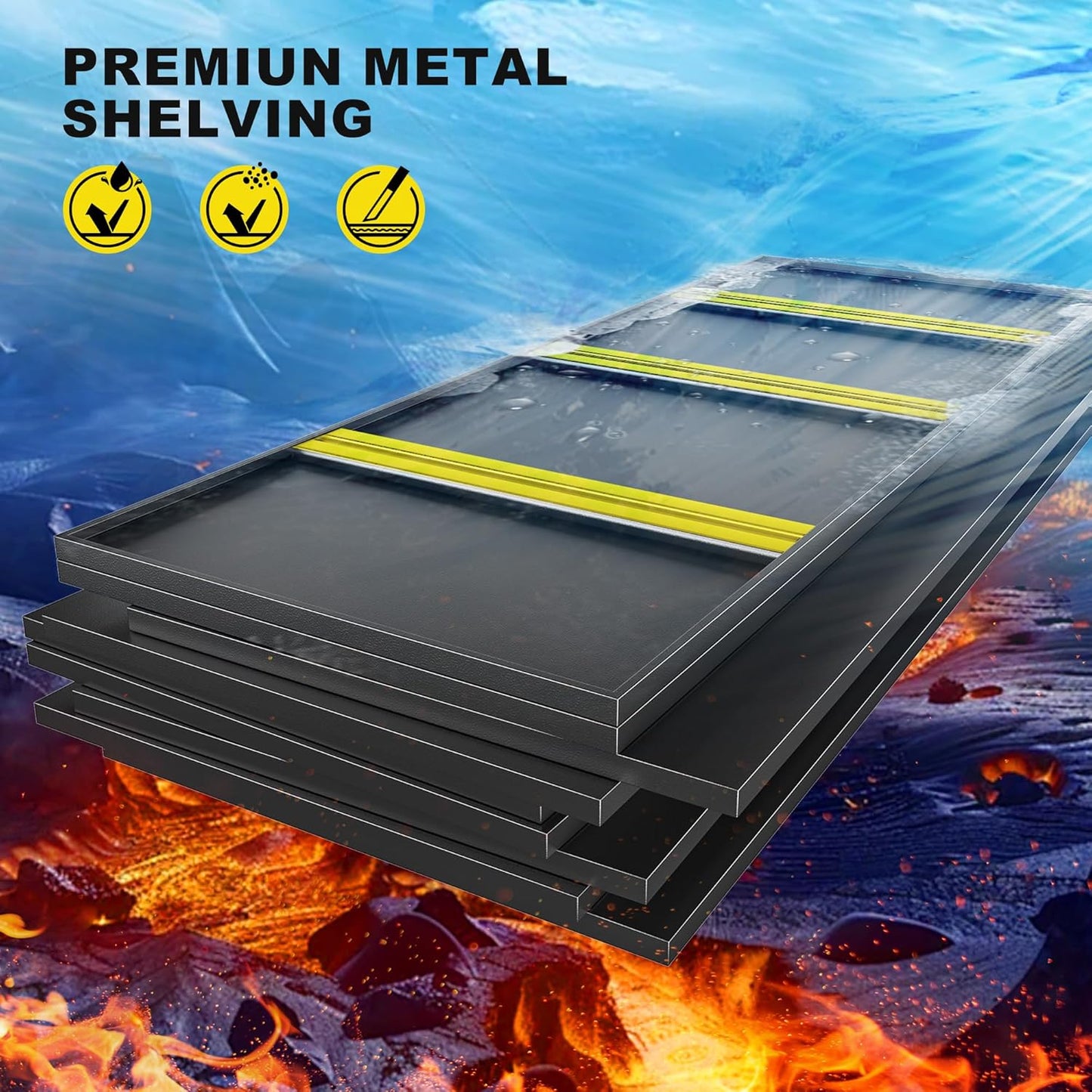 REIBII Garage Shelving Load 2000 LBS, Adjustable 5-Tier Storage Shelves, Metal Shelving Units and Storage Rack Shelf for Garage, Basement, Kitchen, 32" W x 17" D x 72" H, Black