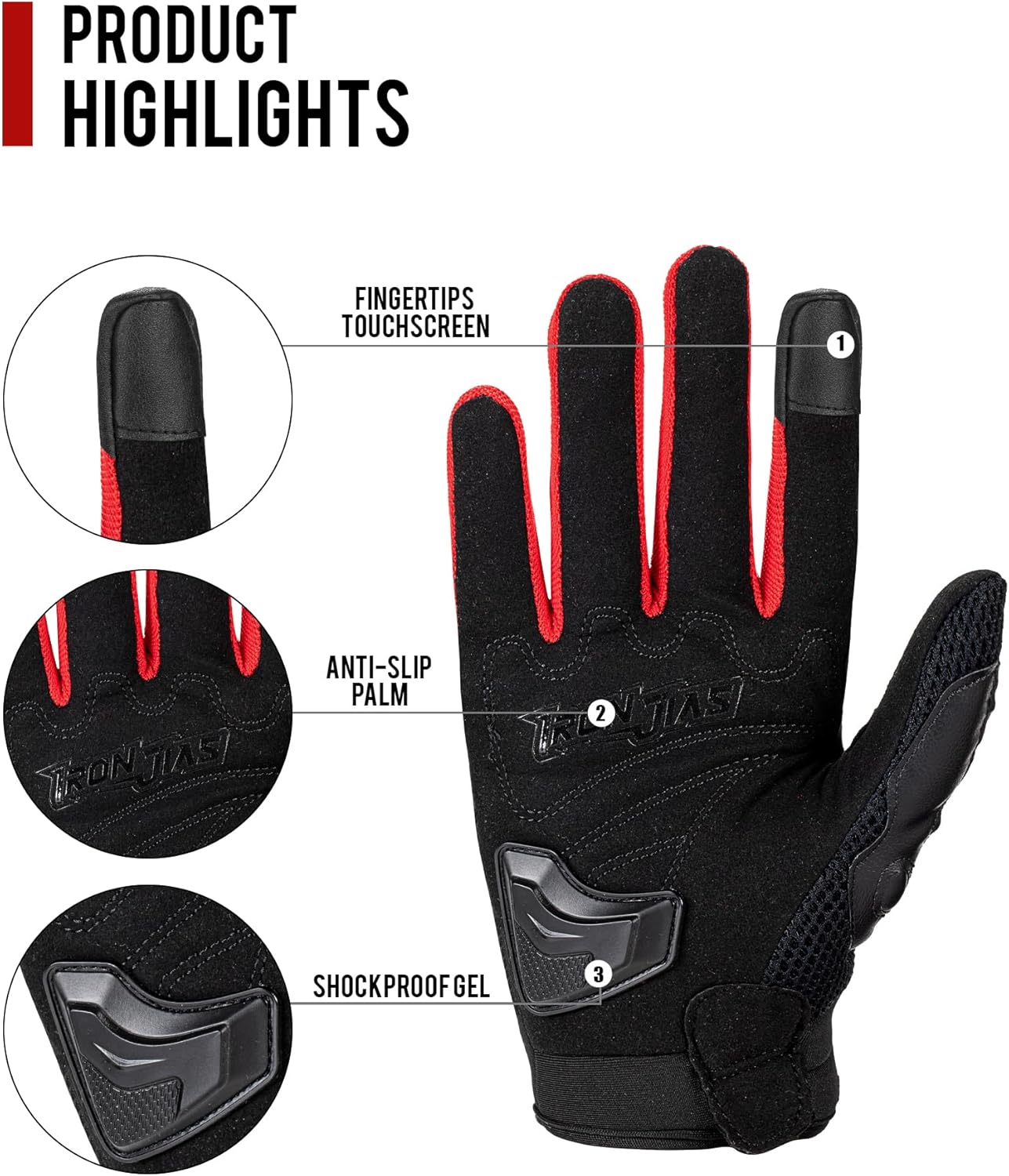 BORLENI Motorcycle Gloves Touch Screen for Men Women Padding Hard Knuckle Cycling Motorbike ATV Hiking Riding Climbing Glove