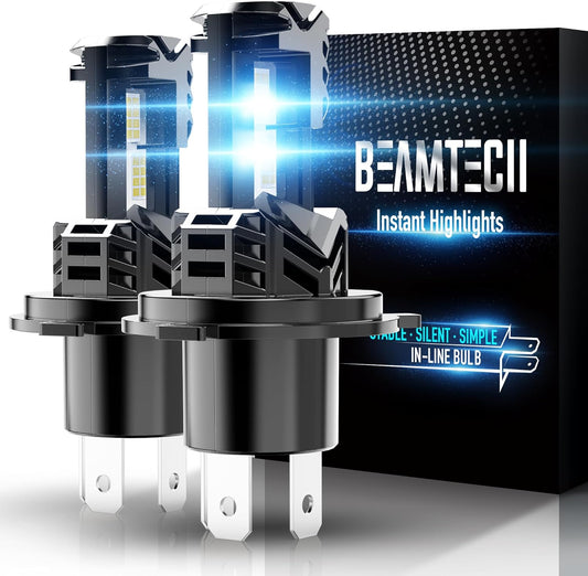 BEAMTECH H4 Bulb, Fanless In Line 9003 Fog Light Bulb 6500K Xenon White Fog Light Of 2
