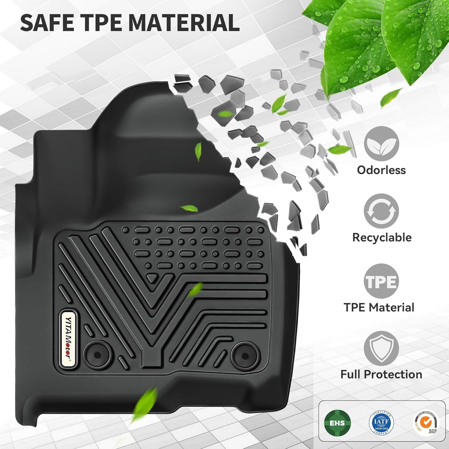 YITAMOTOR Floor Mats Fit for 2018-2024 Chevrolet Equinox/GMC Terrain, TPE All Weather Chevy Equinox Floor Liners with Backrest Mats, Back Seat Protector Chevy Equinox Automotive Accessories