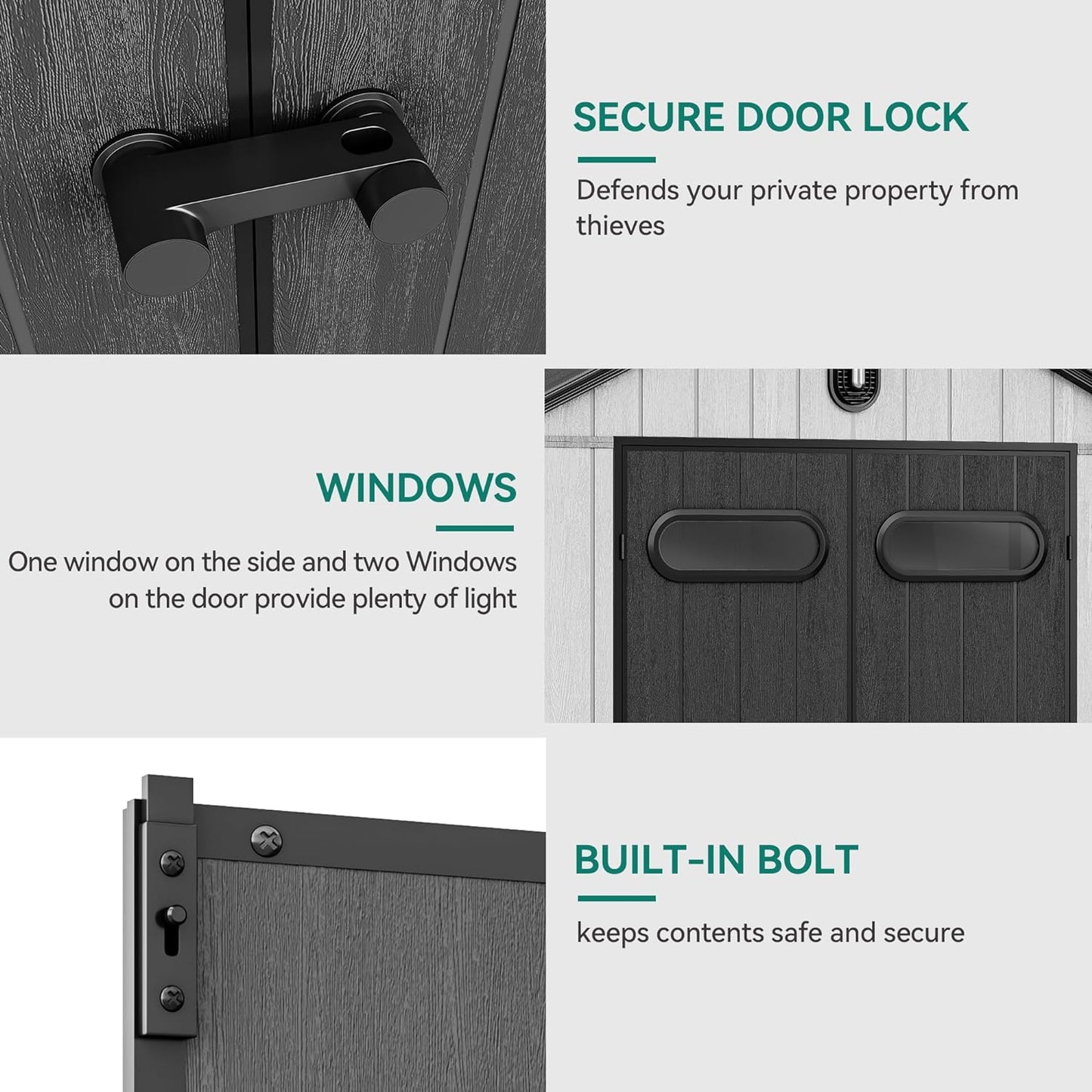 YITAHOME 8x10ft Outdoor Resin Storage Shed with Floor, 544 cuft Waterproof Garden Shed with Lockable Door, Windows & Vents, Plastic Tool Storage for Patio Furniture, Lawnmower, and Bike Storage, Gray