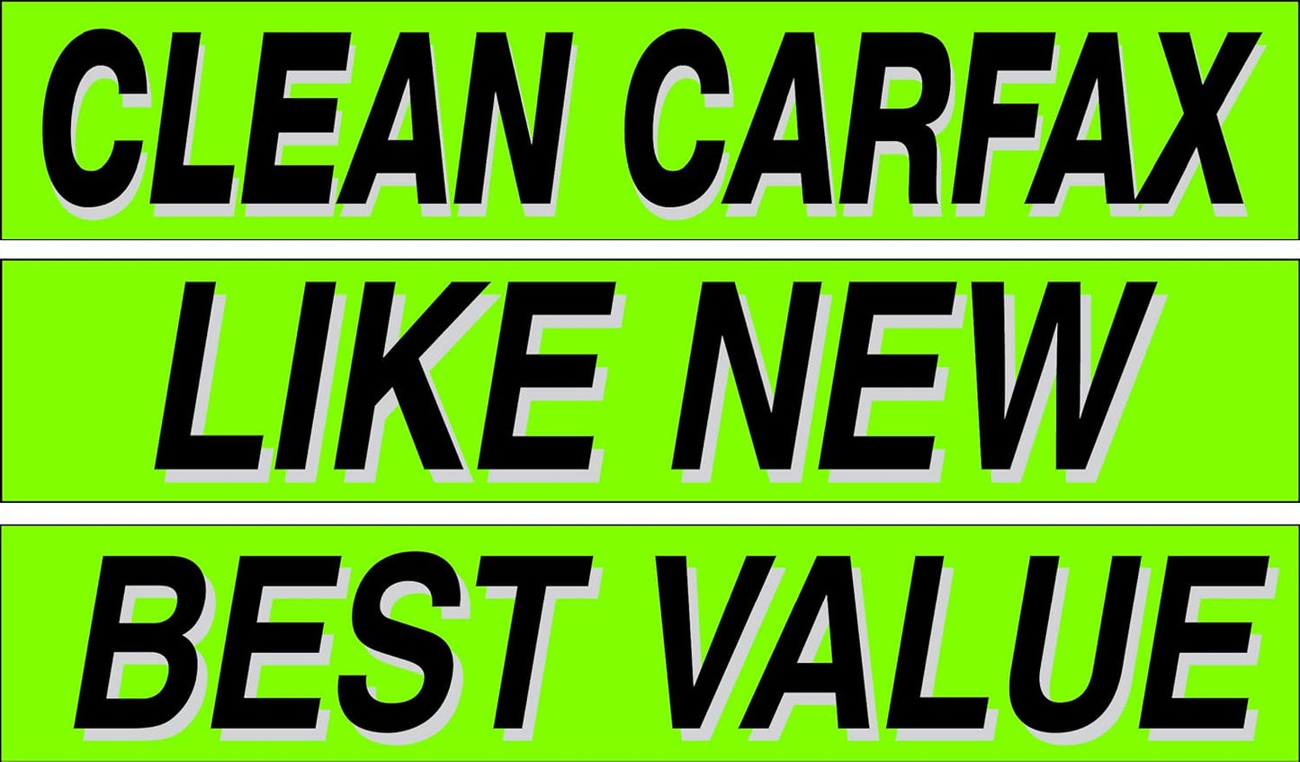Ez-line Vinyl Windshield Stickers 3 Dozen 15 Inch Chartreuse Slogan Dealership Pro Pack for Car Lots (EZ115-Pack10)