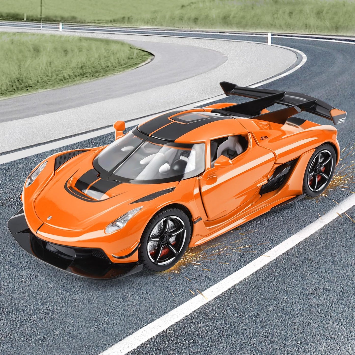 Toy Cars Model Jesko 1/22 Diecast Metal Sports Toy Cars for Boys, Alloy Collectible Model Car with Sound and Lights, Race Model Car for Kids