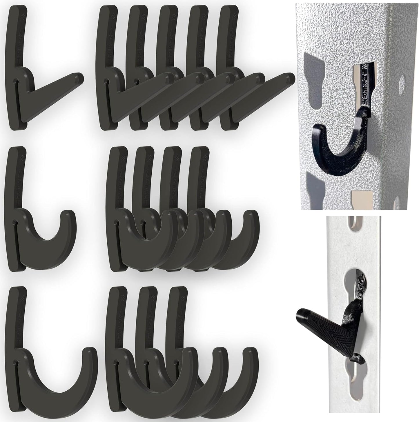 BearClaw Universal Hooks for Garage Shelving and Industrial Storage Racks with Keyhole Slots, L-Hooks and J-Hooks for Garage Shelving, Compatible with Keyhole Slots, UV-Resistant, Up to 40 lbs Load