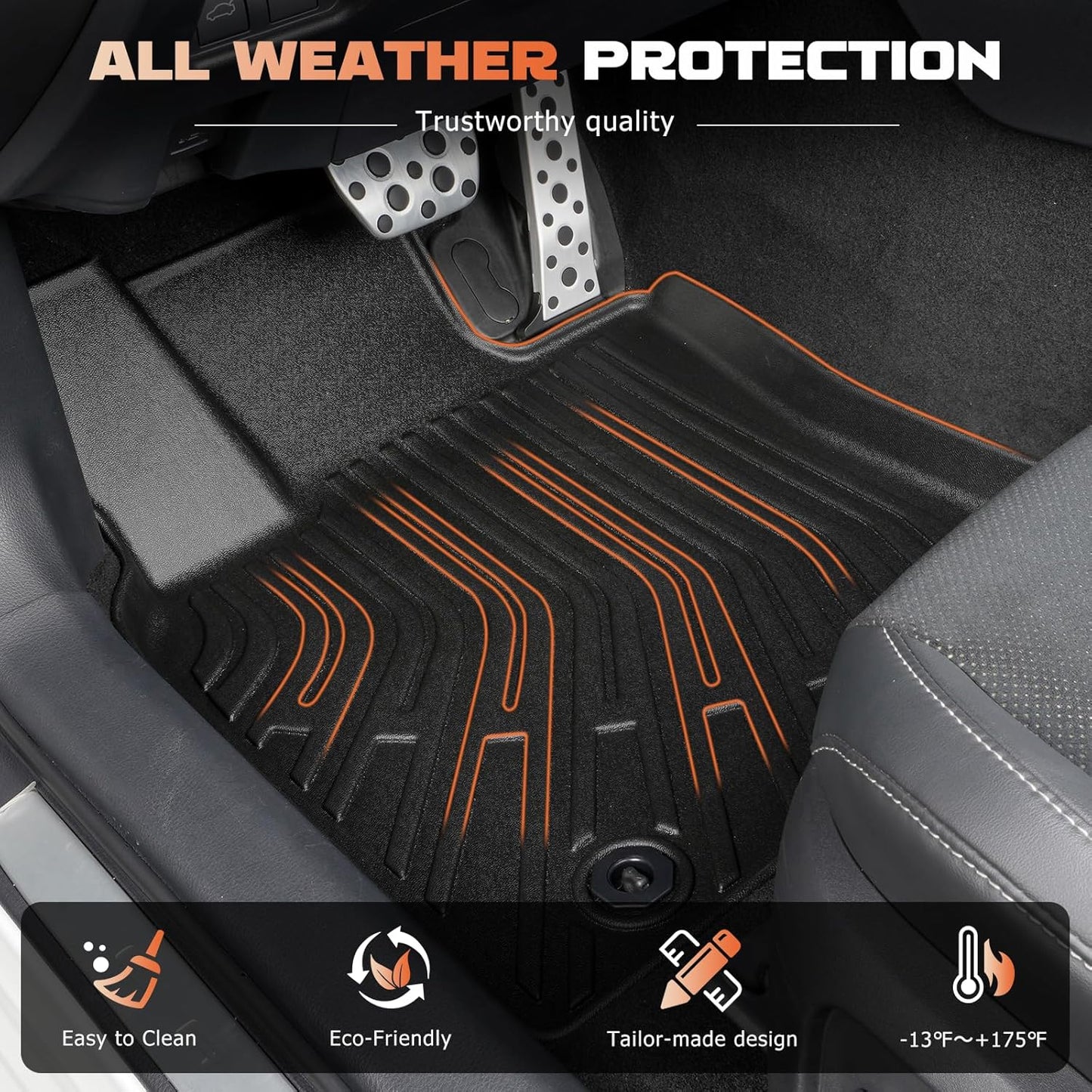 Car Floor Mats and Trunk Mat for 2024 Honda Prologue and Chevy Blazer EV with Cargo Liner All Weather TPE Anti-Slip Thicken Waterproof 1st & 2nd & Rear Cargo Liner for Honda Prologue Accessories