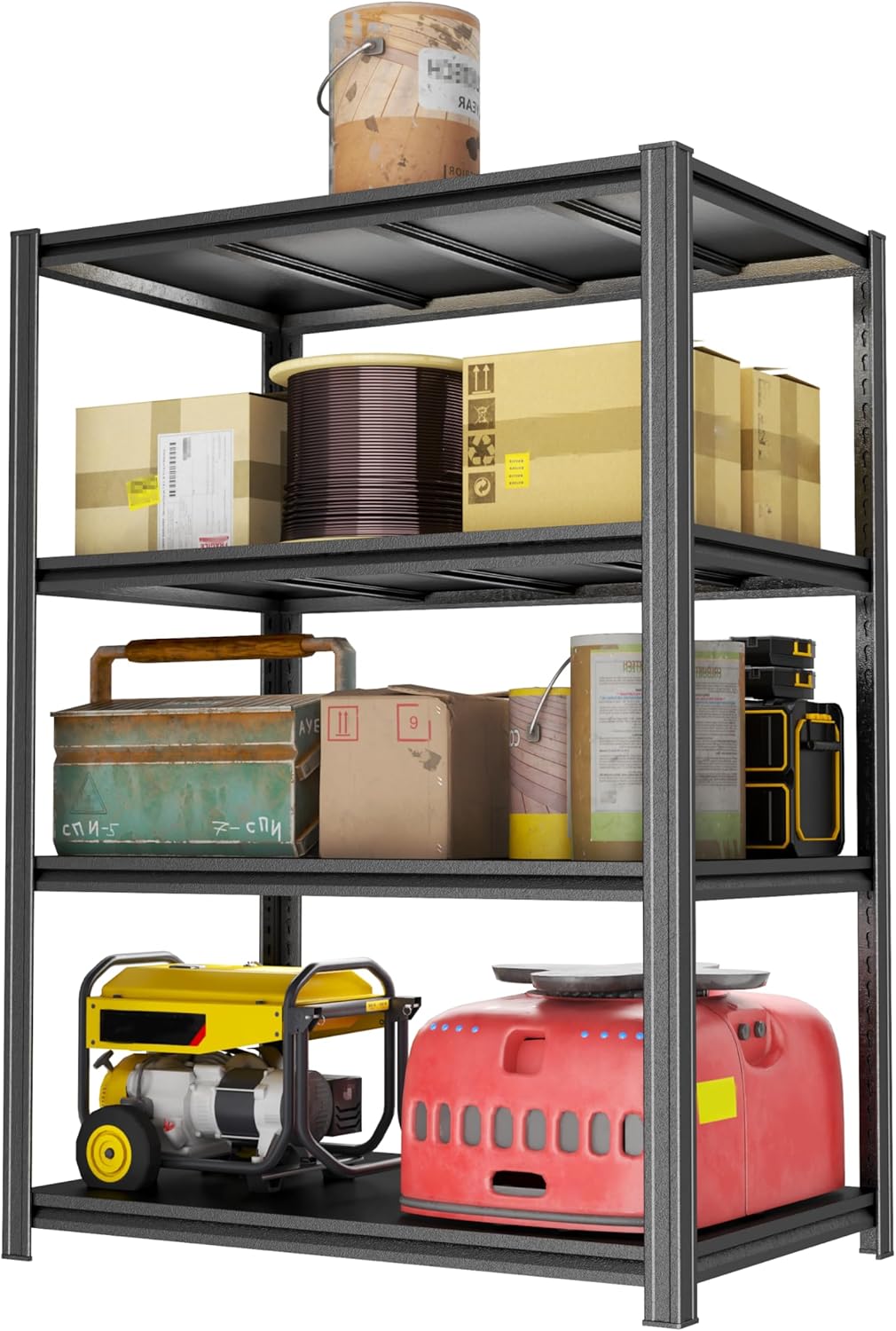 Metal Garage Shelving Unit, Heavy Duty 4-Tier Adjustable Storage Rack, Steel Shelving,2000 lbs Capacity, Industrial Shelves for Heavy Tools and Equipment (4-Tier 54" H x 40" W x 18" D)