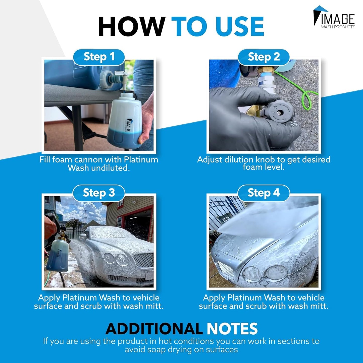 Image Wash Products - (1-Gallon Platinum Wash Car Soap – Car Wash Foam Soap for Foam Cannon & Pressure Washer | High Gloss RV/Truck Wash Soap | Bubble Gum Scent, Detailer Grade Car Soap