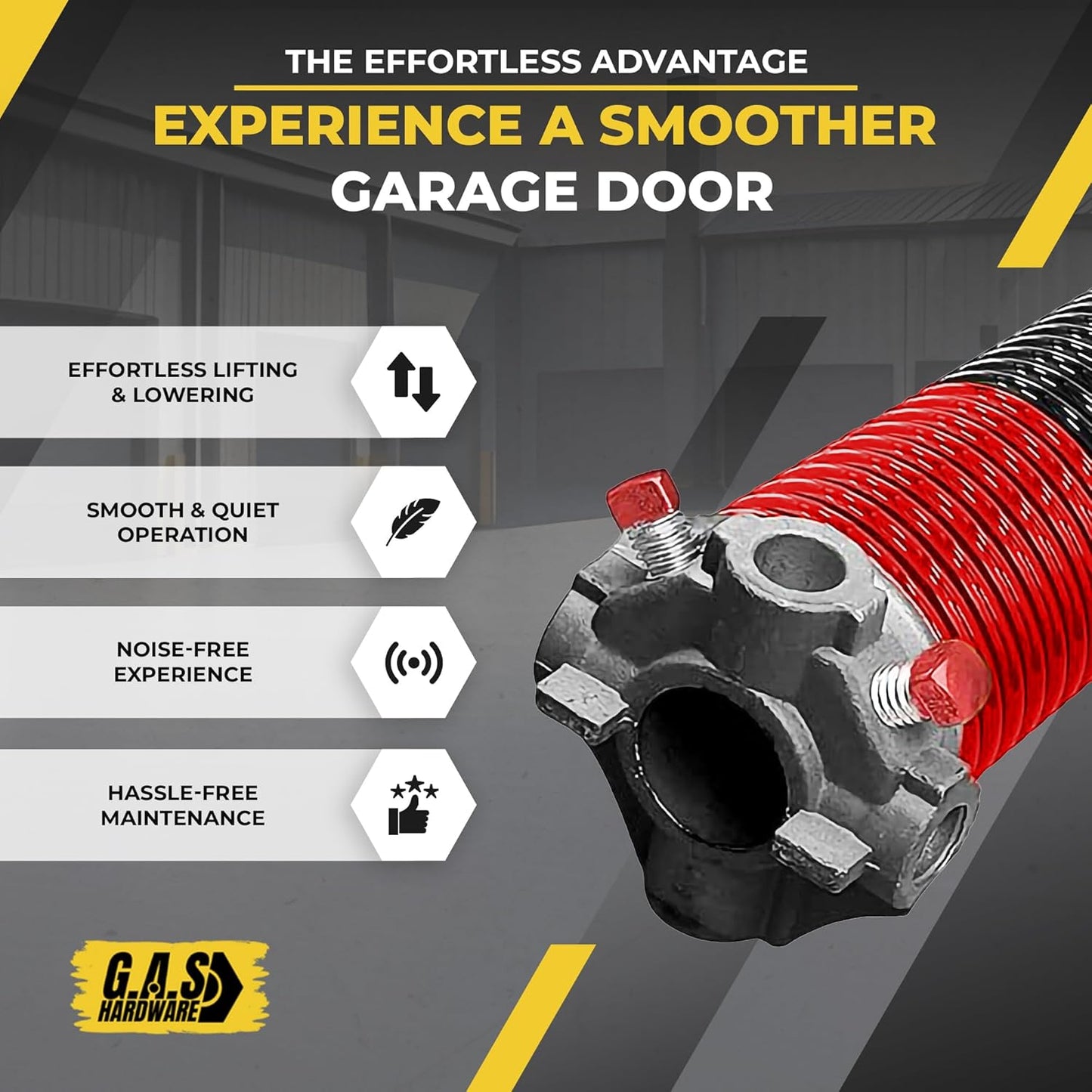 Garage Door Torsion Spring 225x1.75x29 Includes 1” Steel Bearing, Gloves, Manual, and Winding Bars for Right Side of Garage Door Precision E-Coating 5-Year Warranty Min. 30,000 Cycles (Black Cone)