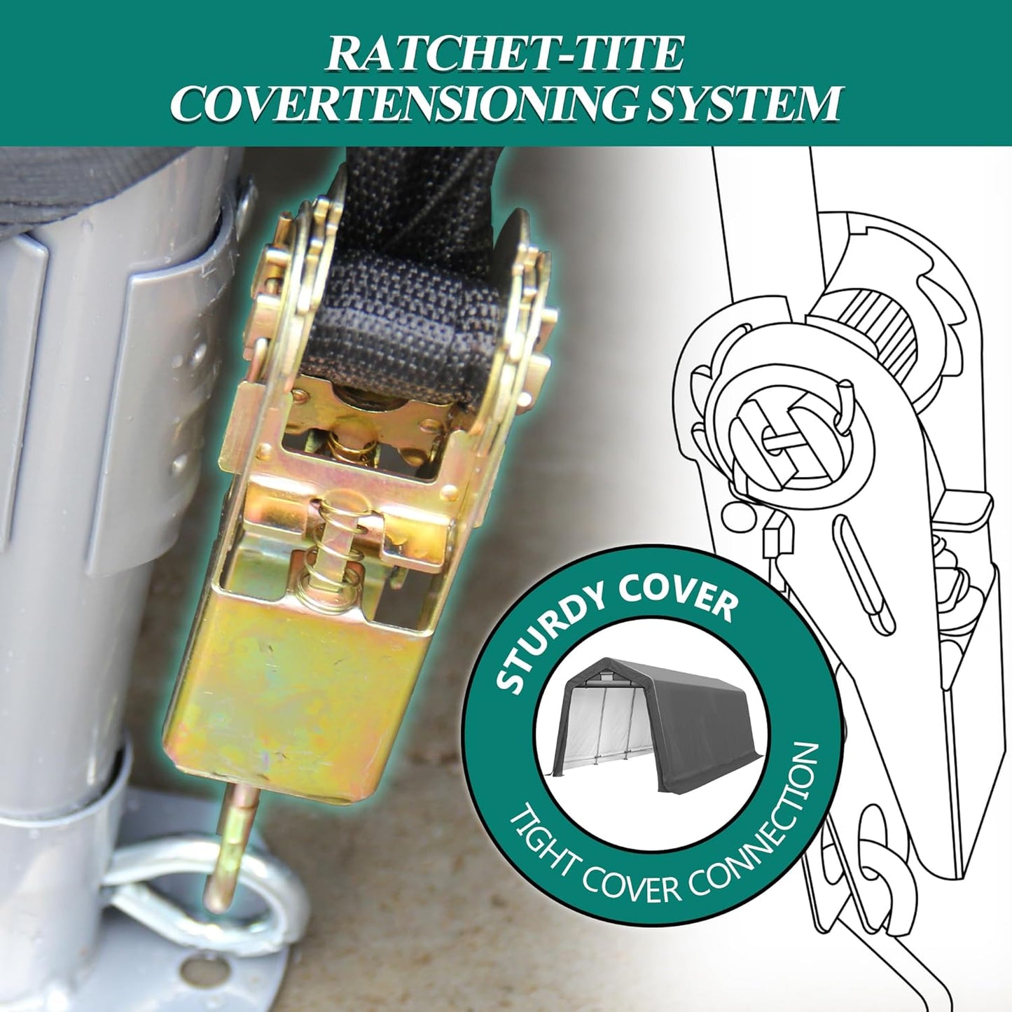 8' x 14' Outdoor Storage Shelter Shed- Heavy Duty Storage Tent with Roll-up Ventilated Windows, Portable Garage Zipper Storage shed for Bike, ATV, Motorcycle Shelter, Gray