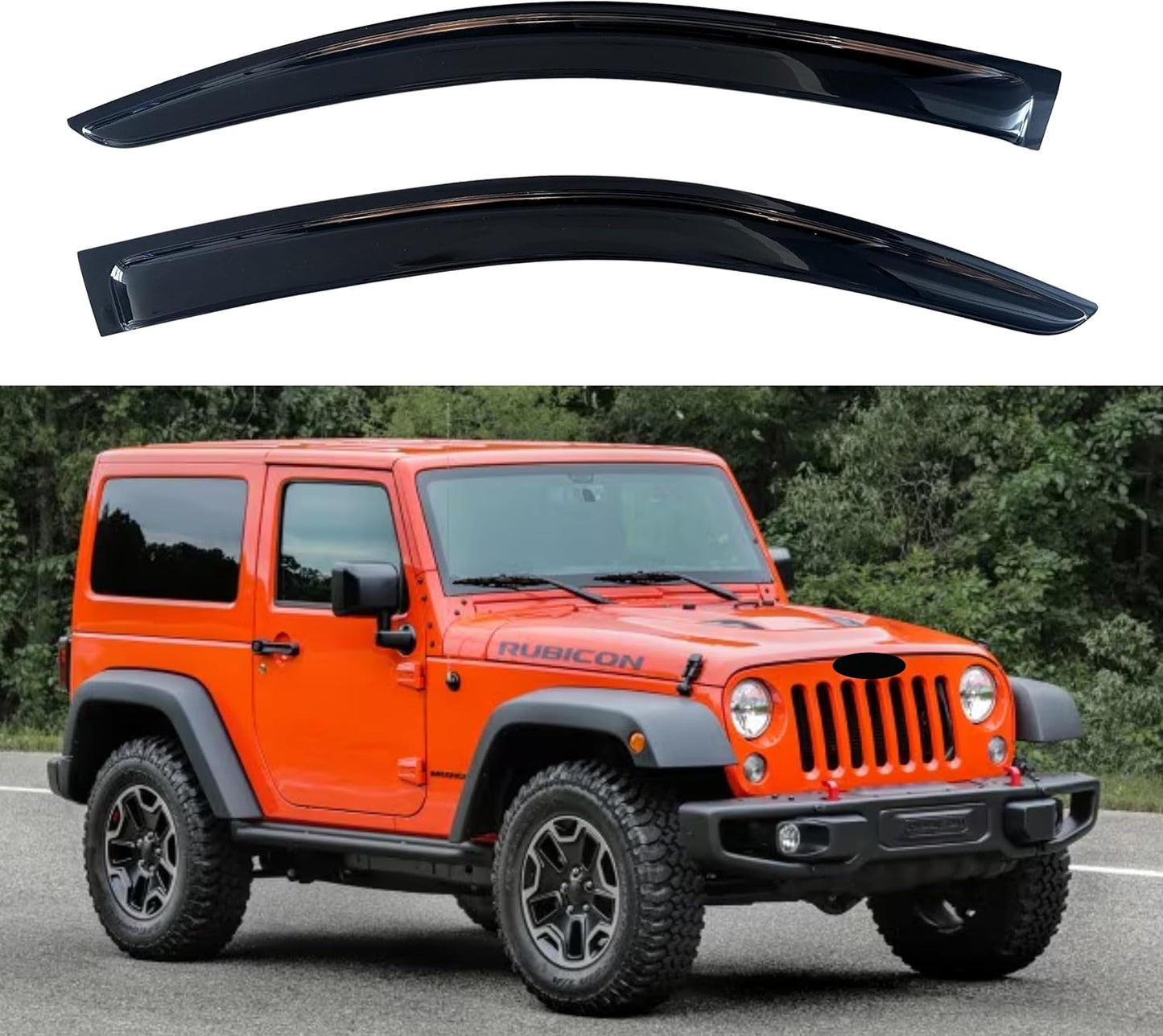 KPY Window Visors Compatible with Jeep Wrangler JK 2-Door 2007-2018, 2PC Rain Guard Side Vent Deflectors Tape-On Style, 2007 2008 2009 2010 2011 2012 2013 2014 2015 2016 2017 2018