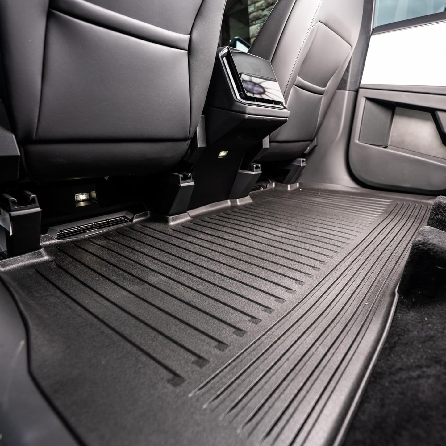 OEDRO Floor Mats Fit for Tesla Cybertruck 2024 2025, TPE All Weather Floor Liners Custom Fit for 2024 Cybertruck Accessories, 1st & 2nd Row Car Mats, Black