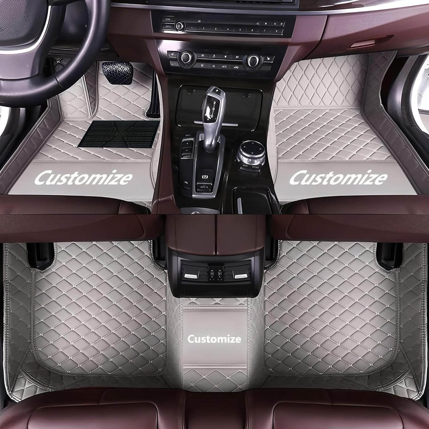 Custom Personalized Floor Mats for Cars，Luxury Full Coverage All Car Floor Mats，Anti-Slip Leather Car Mat Set ，Custom Floor Mats for 99% of Cars, Trucks & SUVs. (Grey)