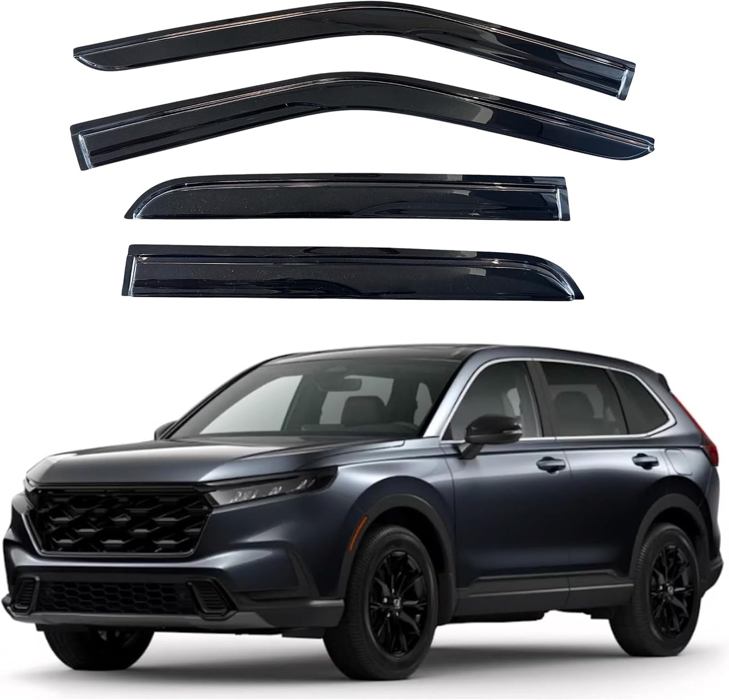 KPY Window Visor Compatible with Honda CR-V 2023-2024 (CRV), 4PC Rain Guard Side Window Vent Deflectors Tape-On Mugen Style, 2023 2024