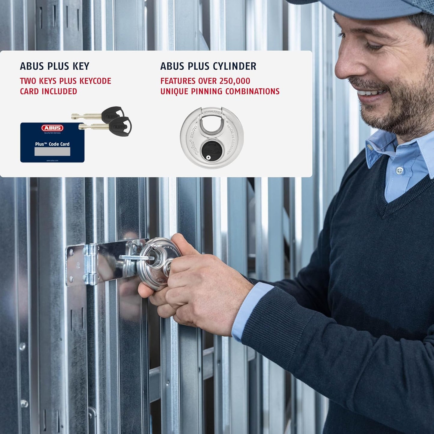 ABUS Diskus 20/70 Heavy Duty Stainless Steel Disk Padlock - Rustproof Lock with 3/8" Shackle - Made in Germany - Keyed Alike Code 323614