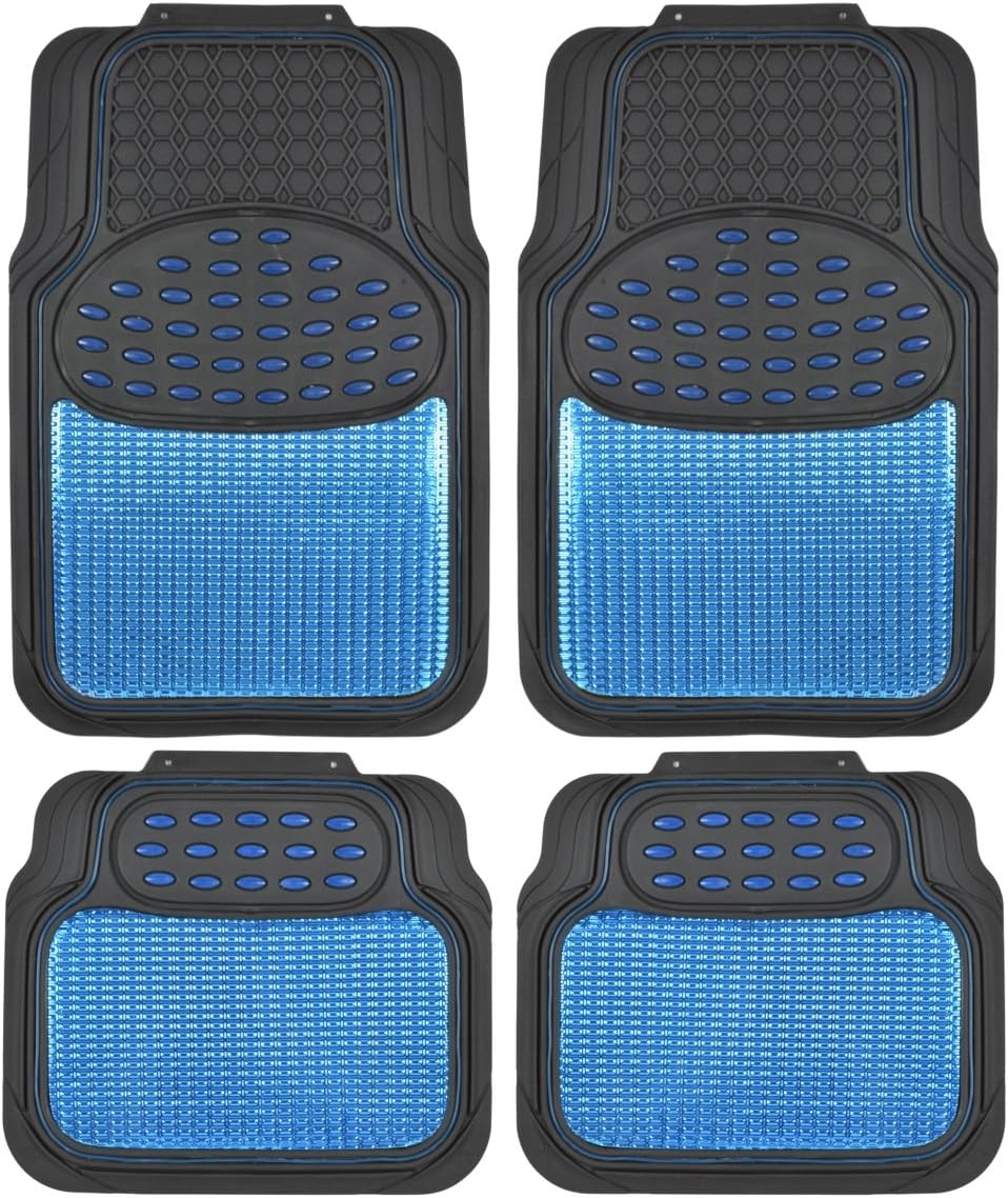Blue All Weather Heavy Duty Universal Fit Car Floor Mats Interior Liners for Auto Van Truck SUV, Heavy Duty All Weather Protection