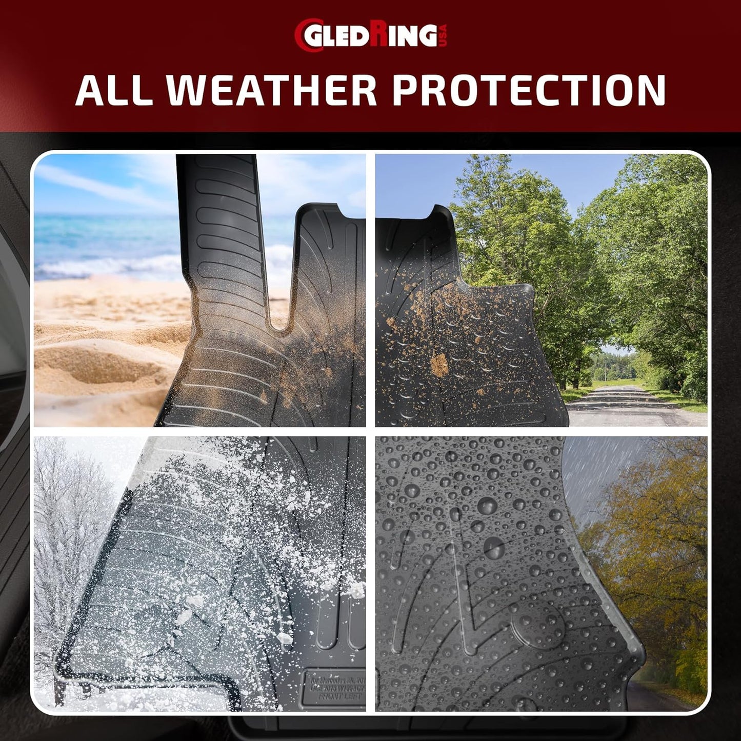 GledringUSA Custom Fit Rubber Mats Combo Pack Intended for Land Rover Range Rover Evoque (L538) 2012-2018, No Trimming Required, All-Weather, Protects from Rain, Mud, & Snow