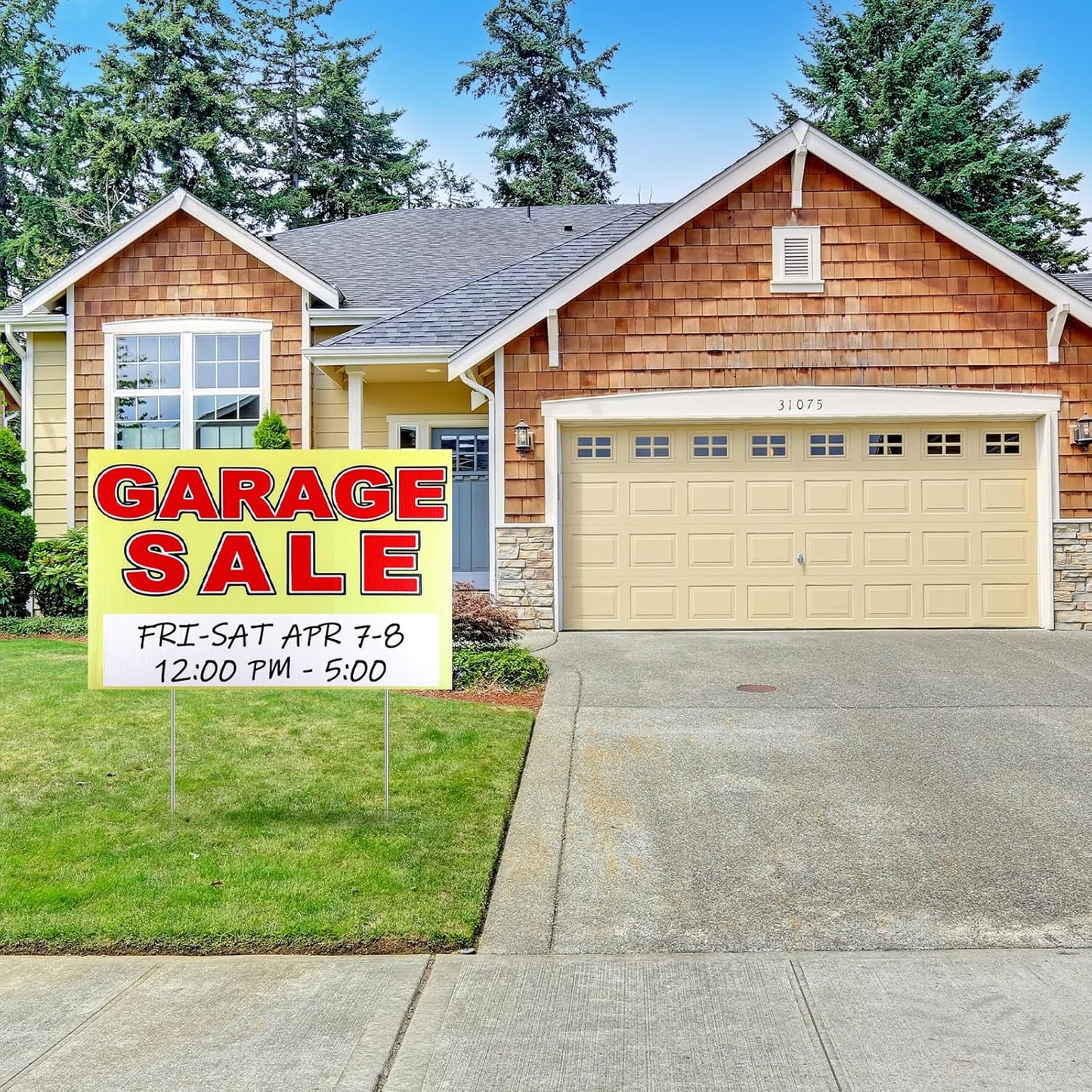 Marsui 3 Pcs Garage Sale Sign 23.6 x 15.7 Inch Double Sided Garage Sale Sign with Stakes Blank Corrugated Plastic Yard Signs with Directional Arrow and Metal Stake