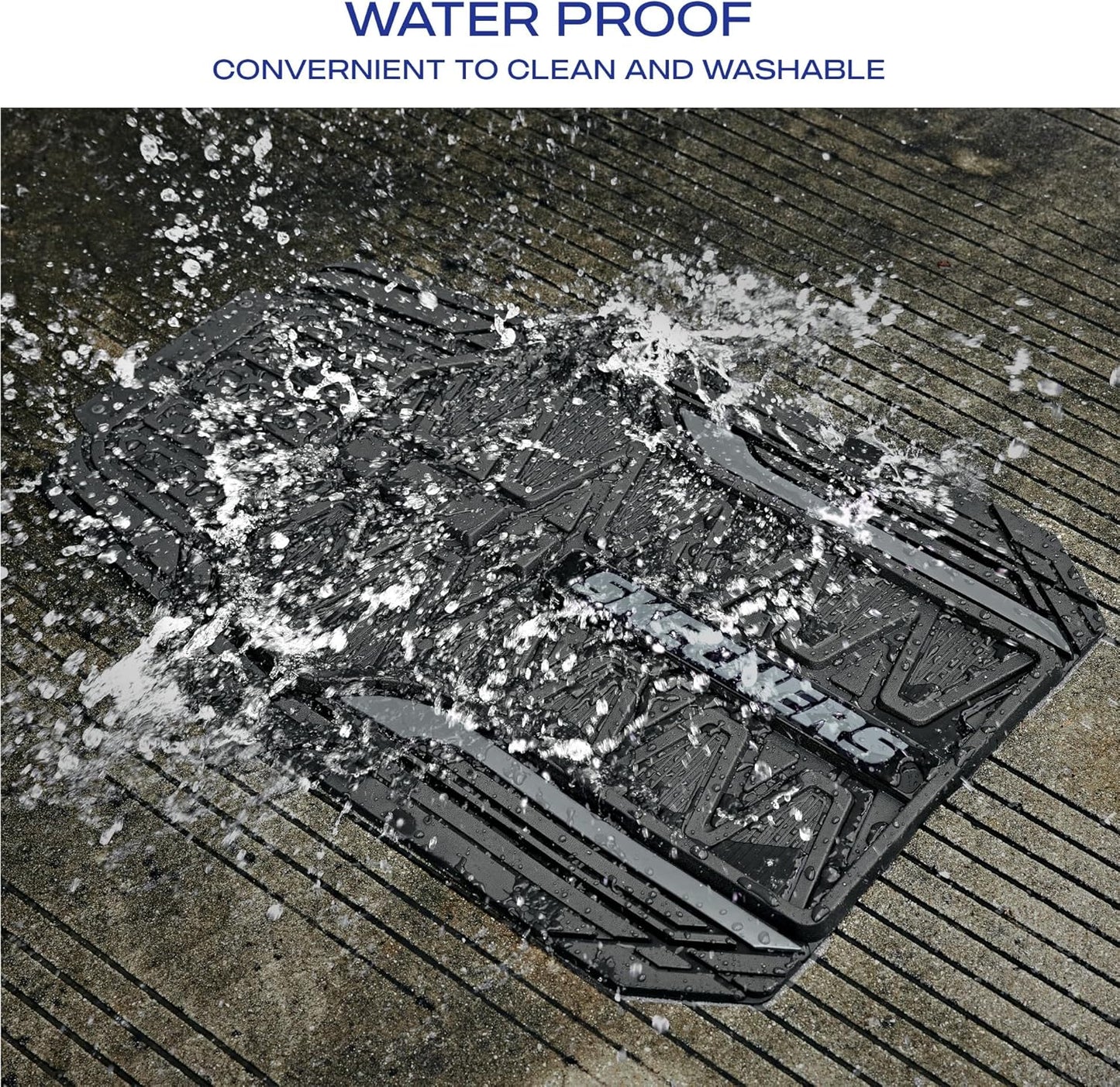 Skechers Car Floor Mats,Heavy Duty Rubber Car Mats Full Set,All Weather Floor Mats,Waterproof Trim to Fit Universal Floor Liner Car Accessories,Automotive Floor Mats for Cars Trucks SUV,Grey