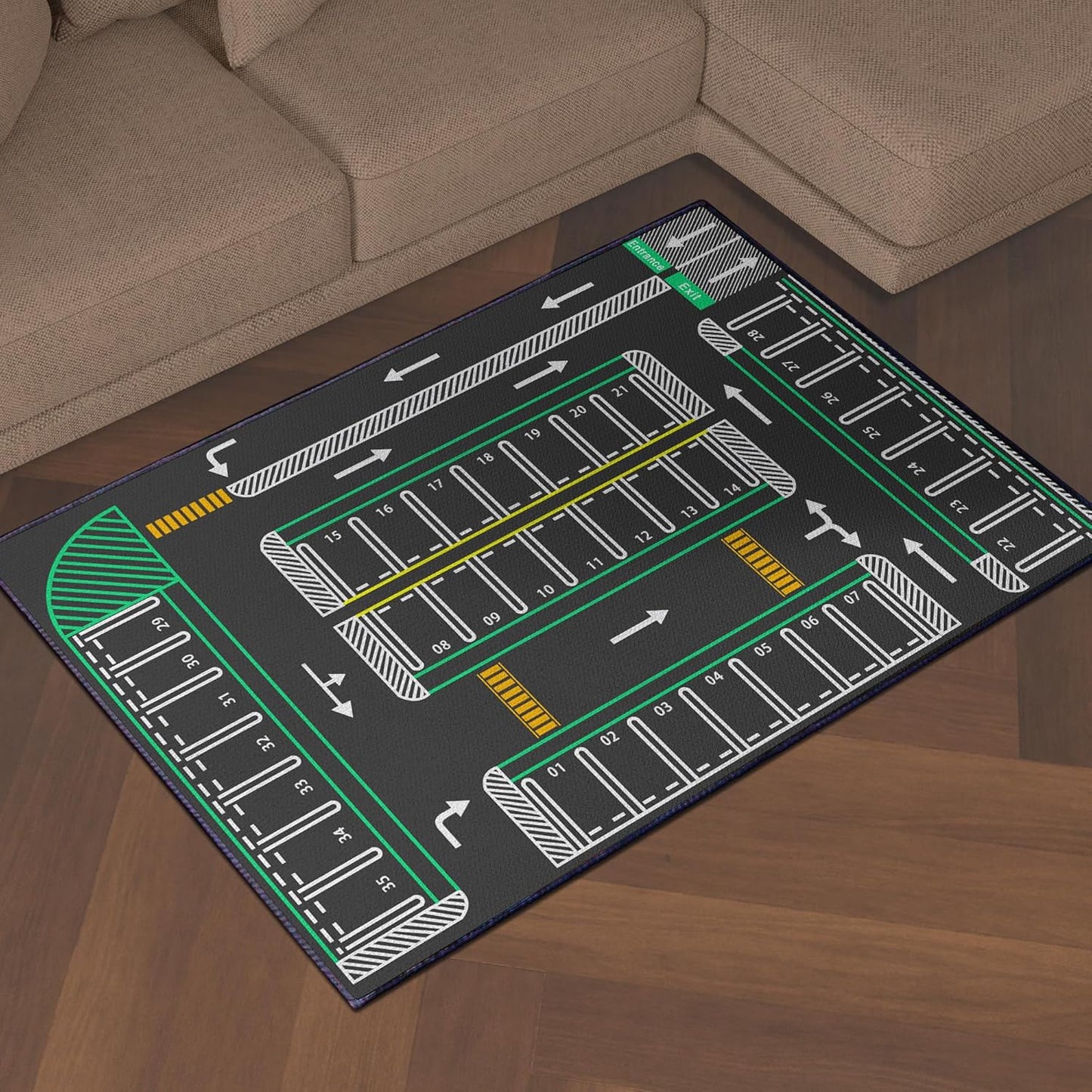 Play Mat 5'x 6'6" Traffic System Playmat Car Rugs for Toy Boys Carpet City Pretend Play Carpet Educational Road Traffic Play Mat for Bedroom Play Room Non-Slip Washable