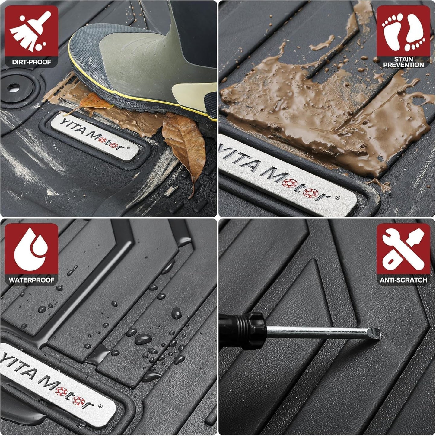 YITAMOTOR Upgraded Floor Mats Compatible with Jeep Grand Cherokee 2016-2021/ WK 2022 / Dodge Durango 2016-2024 All Weather Floor Liners, TPE Anti-Slip Waterproof Floor Mats, Car Interior Accessories