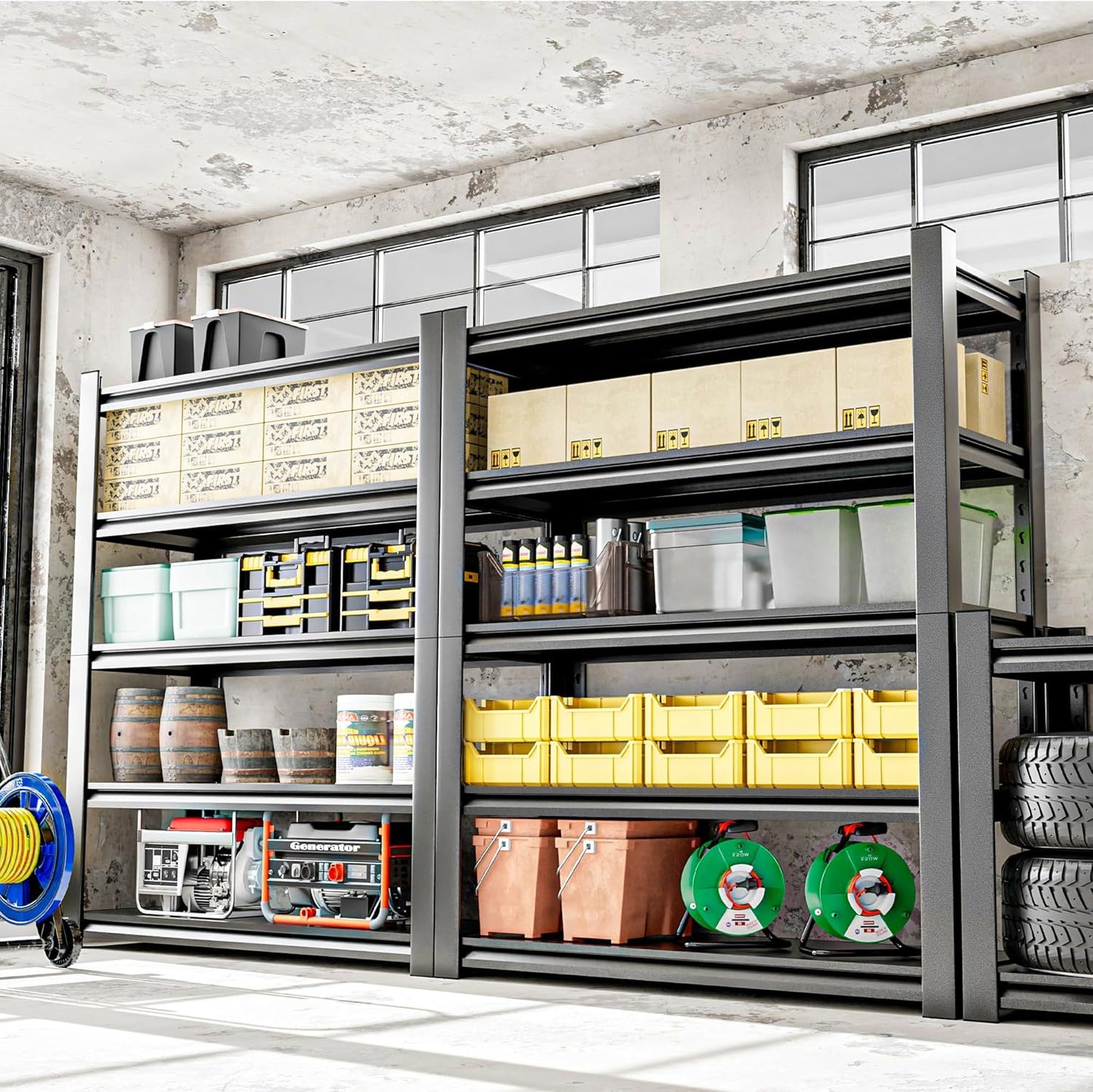 Heavy Duty Metal Storage Rack Shelving for Garage, 5 Tier Shelving Unit - Garage Storage Shelf, Industrial Utility Shelving, Durable Metal Shelf Organizer 24" D x48 W x87 H