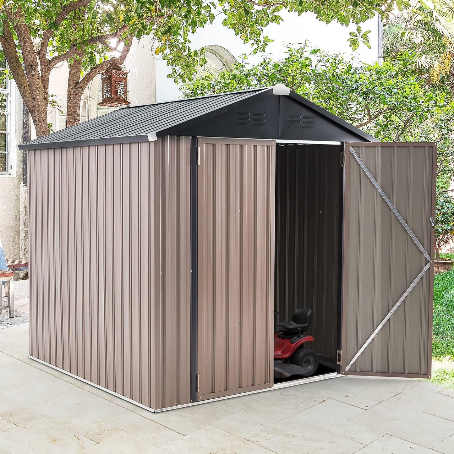 U-MAX 6x6 Storage Sheds & Outdoor Storage, Small Outdoor Storage Garden Outside Shed kit, Galvanized Metal Utility Shed for Backyard, Patio and Lawn