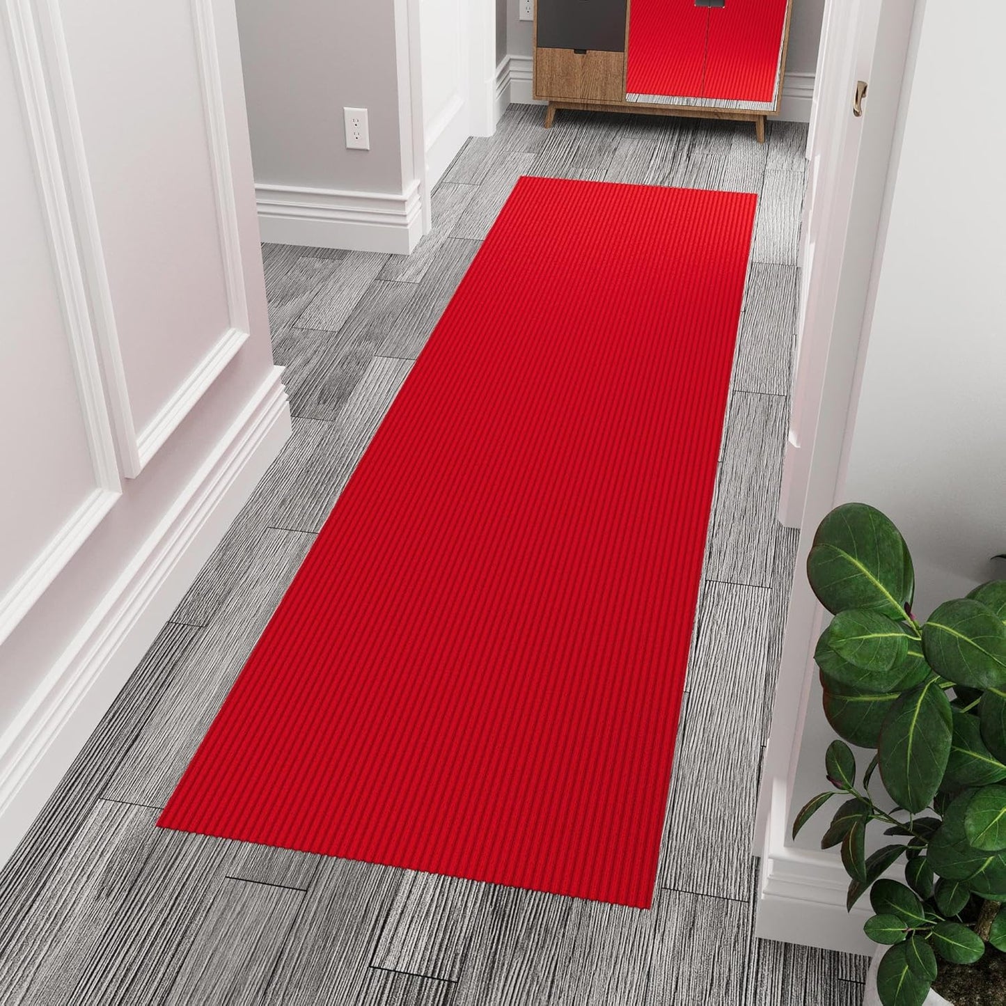 Ottomanson 2'7" x 10' Hallway Runner with Scraper Pile Extra Durable Non-Slip Rug Mat for Indoor & Outdoor Use - Ideal for Kitchen, Entryway, Patio & Garage - High-Traffic Carpet, Red