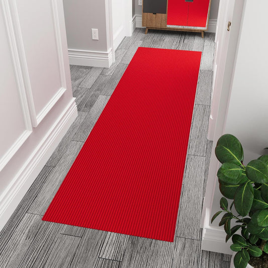 Ottomanson 2'7" x 10' Hallway Runner with Scraper Pile Extra Durable Non-Slip Rug Mat for Indoor & Outdoor Use - Ideal for Kitchen, Entryway, Patio & Garage - High-Traffic Carpet, Red