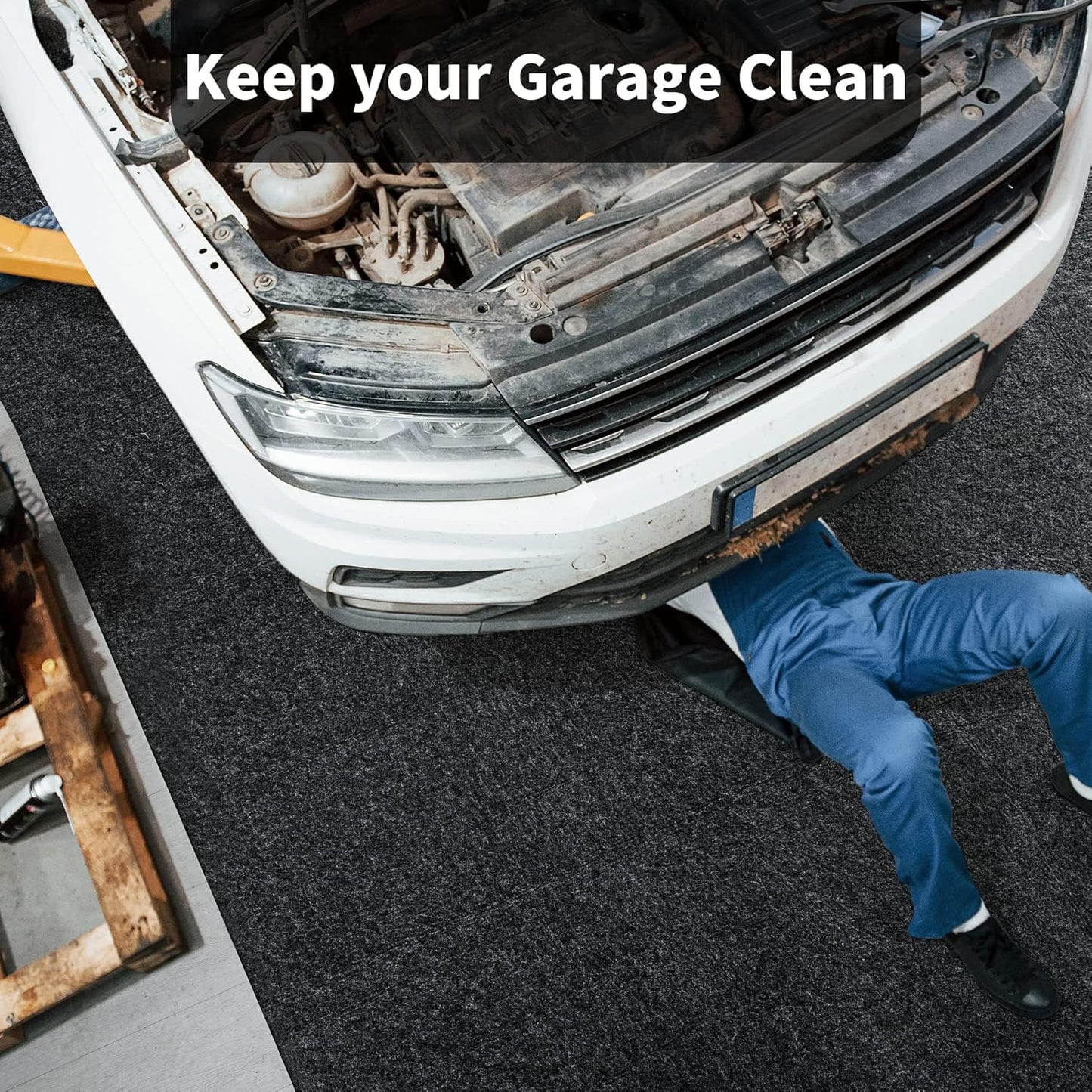 HOMBYS Extra Large Garage Floor Mats for Under Car, Dark Grey Garage Flooring Rug, Motorcycle Oil Spill Mat, Absorbent Oil Garage Parking Mat 7’4" x20', Non Slip and Waterproof Backing