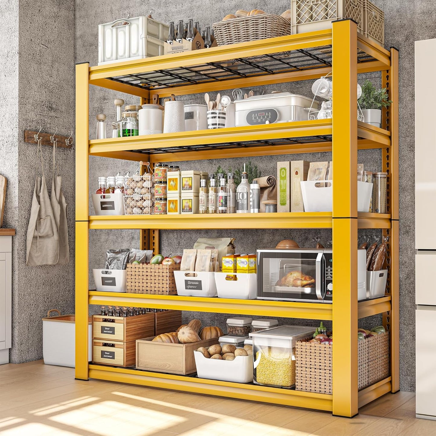 REIBII 72''H Garage Shelving 3010 LBS Storage Shelves Adjustable Metal Shelving 5 Tier Metal Shelves for Storage Industrial Shelf for Pantry Kitchen Basement 72" HX35.5 WX16 D, 2 Pack