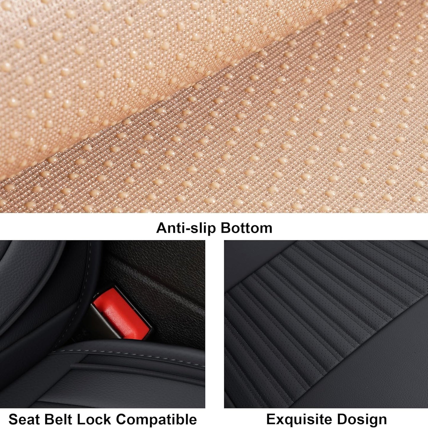 LINGVIDO Car Seat Covers,Breathable and Waterproof Faux Leather Automotive Seat Covers for Cars SUV Pick-up Truck Sedan(Front Seat,Black GrayLine)