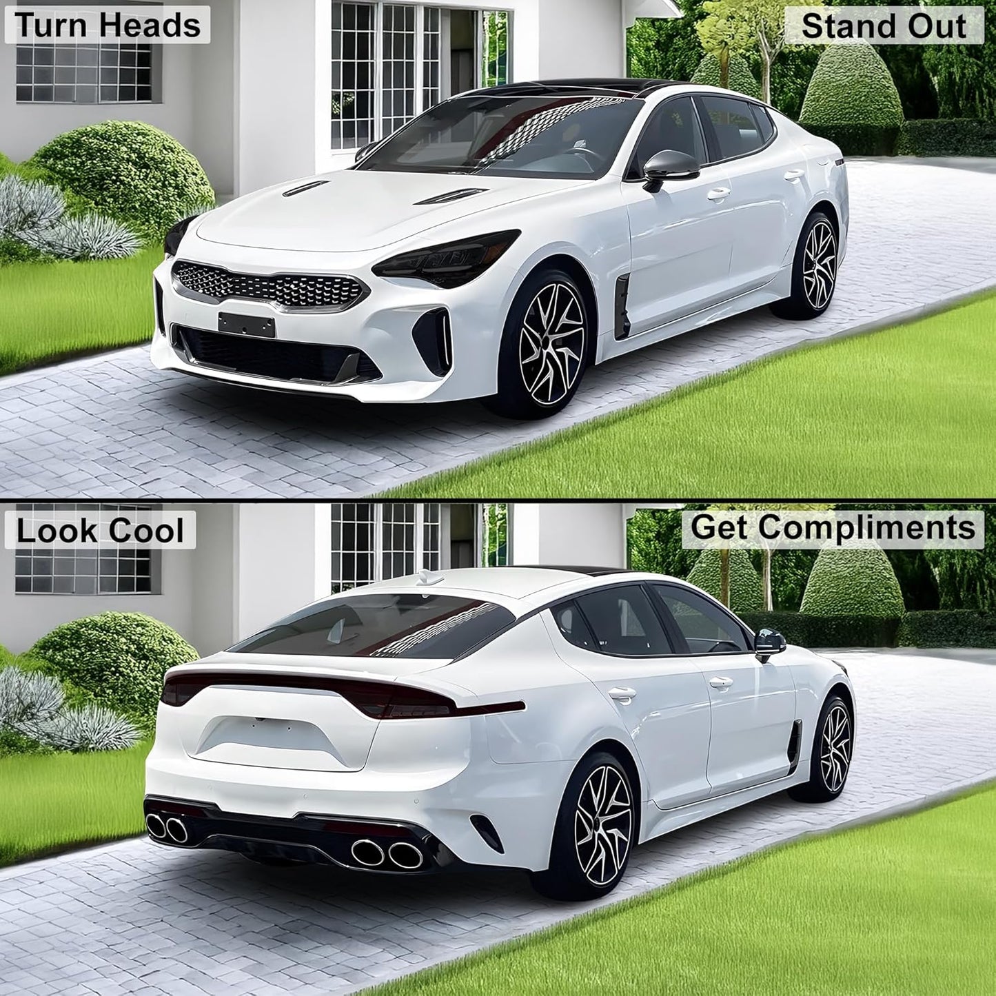 BOGAR TECH DESIGNS Precut for Kia Stinger 2022-2024 Full Headlight Taillight Tint Kit, Dark Smoke